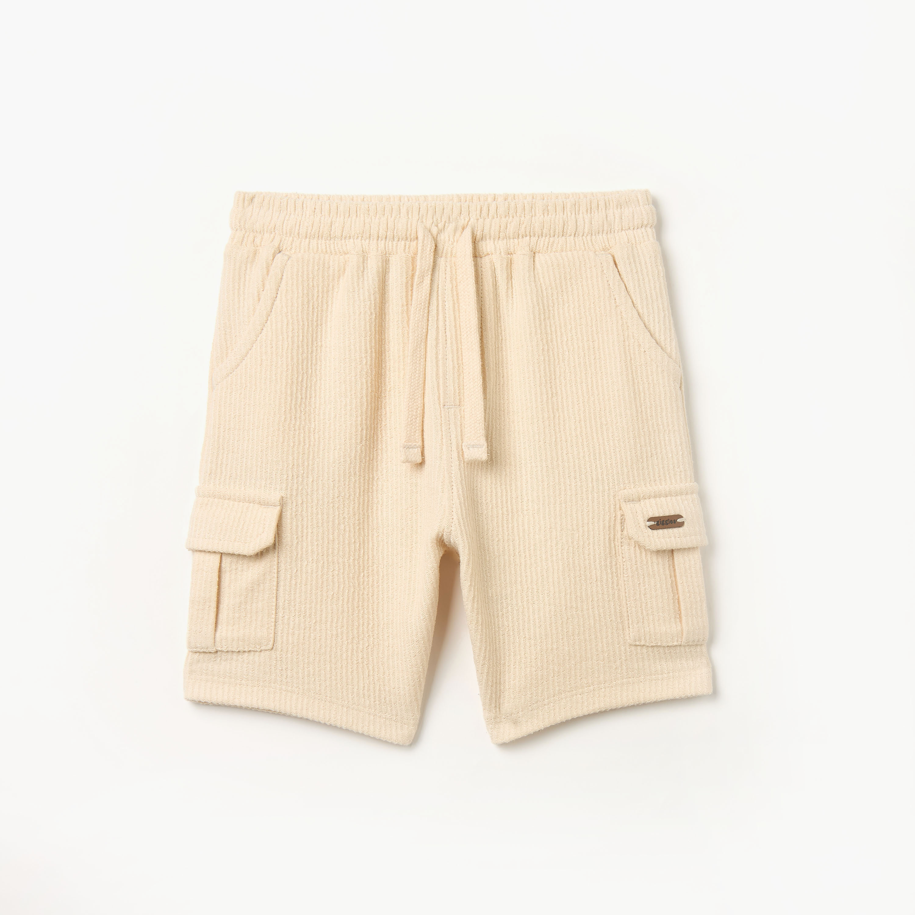 Giggles Textured Shorts with Drawstring Closure and Pockets-baby-boys-clothing-bottoms-shorts-image-1