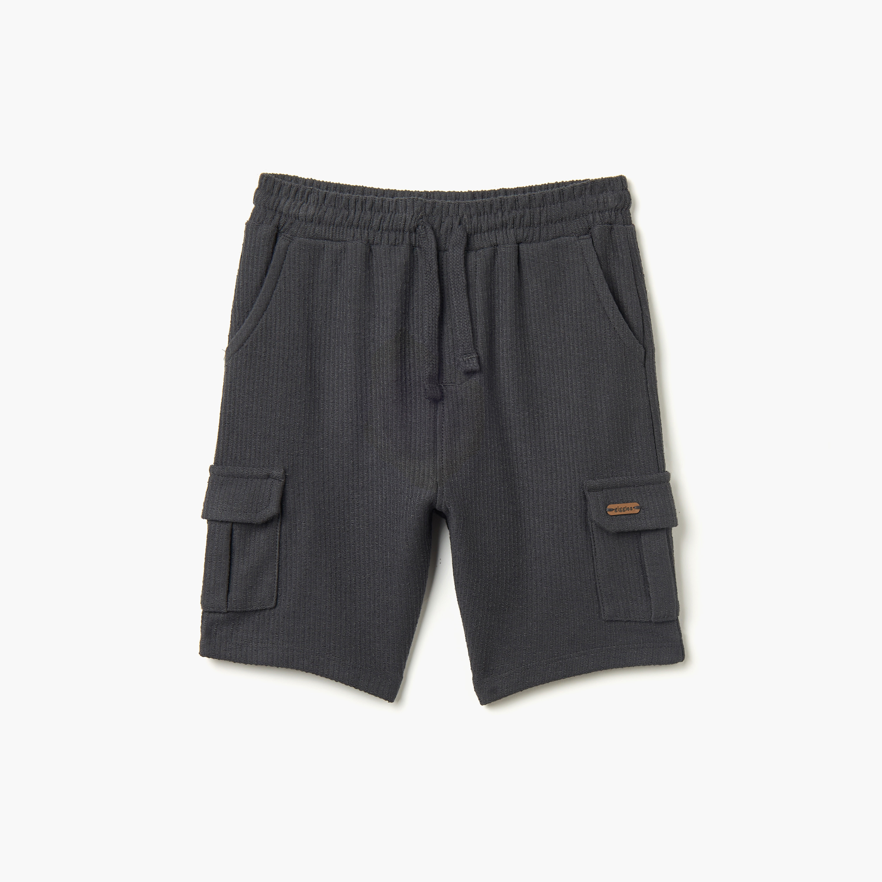 Giggles Textured Shorts with Elasticated Drawstring Closure and Pockets-baby-boys-clothing-bottoms-shorts-image-1