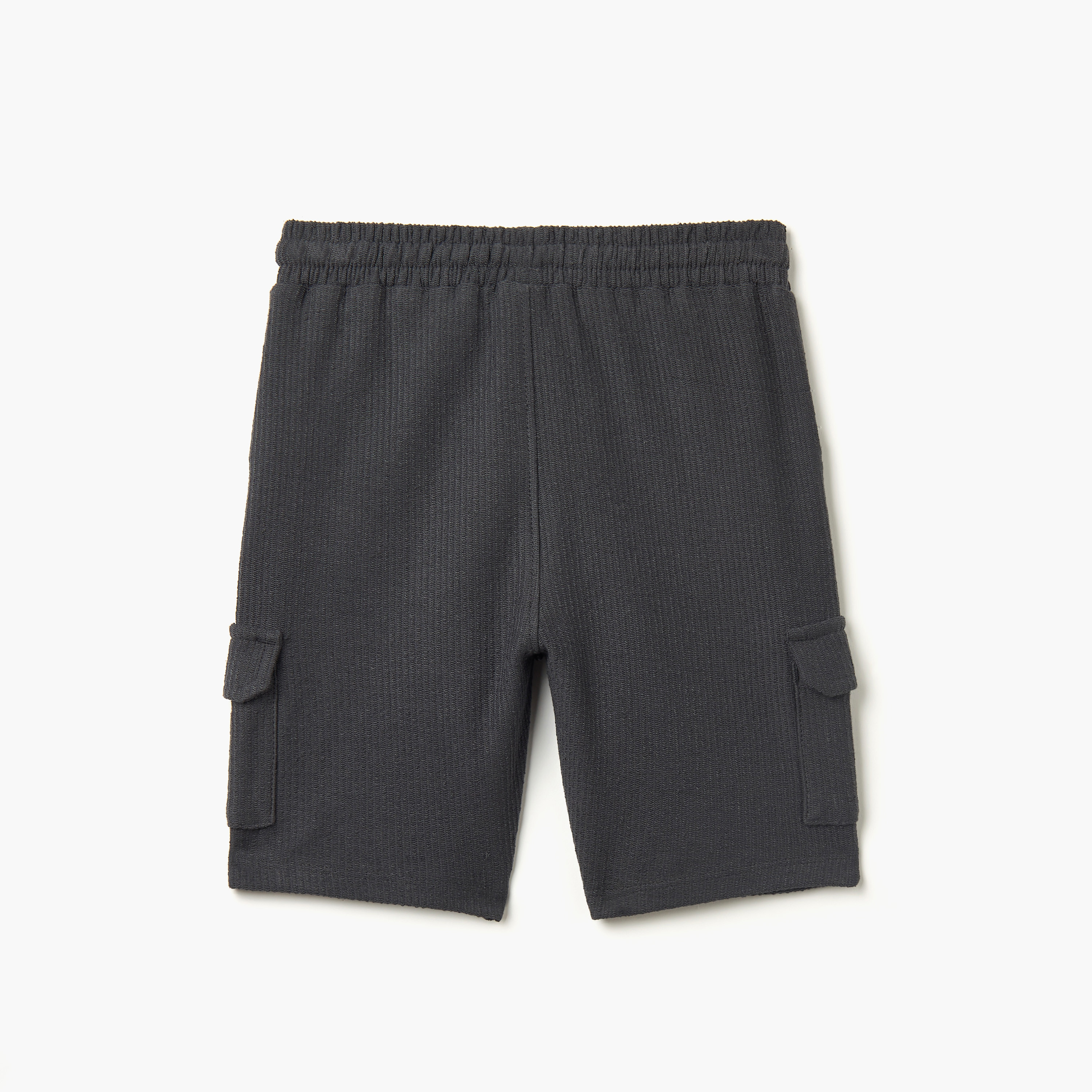 Giggles Textured Shorts with Elasticated Drawstring Closure and Pockets-baby-boys-clothing-bottoms-shorts-image-2
