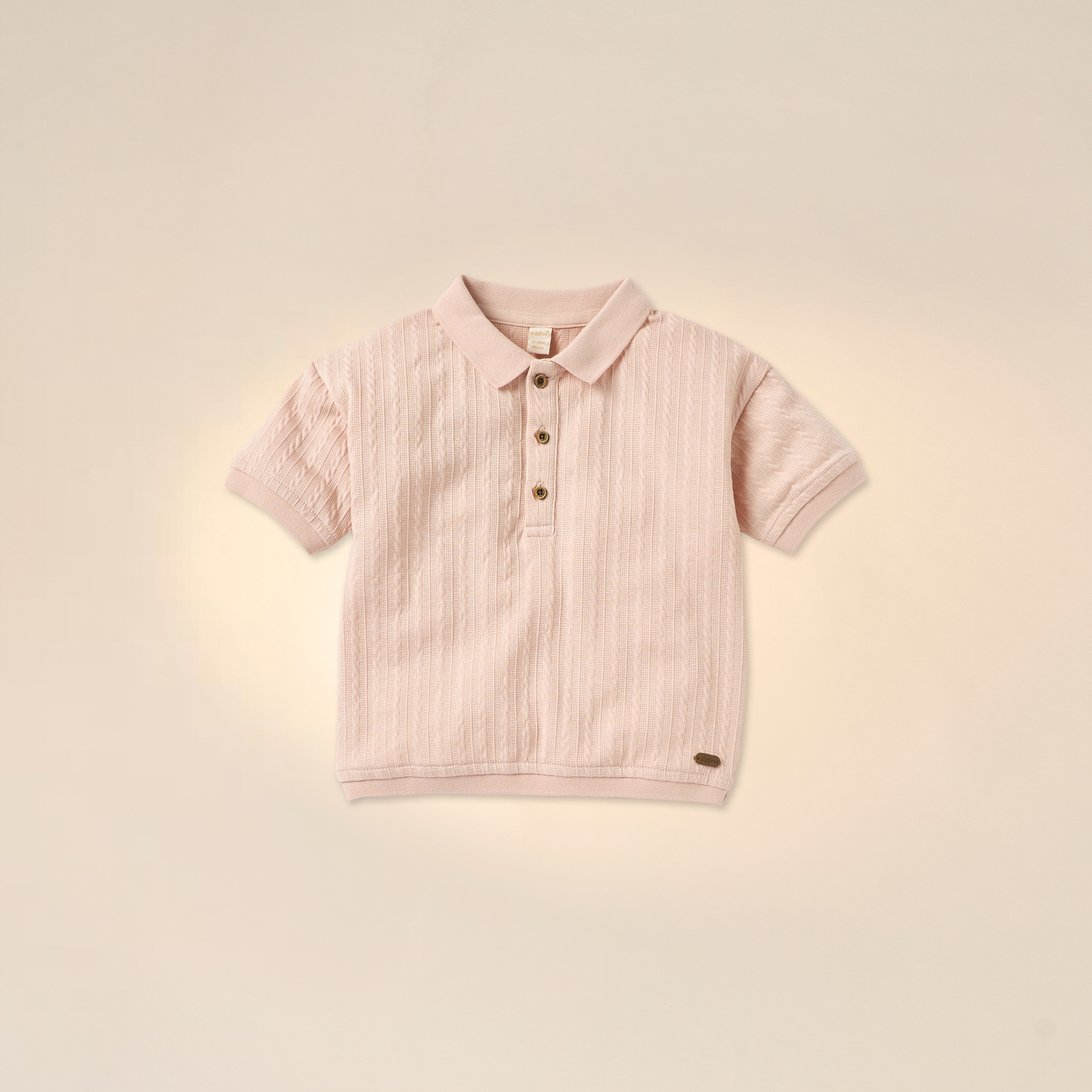 Giggles Textured Polo T-shirt and Elasticated Shorts Set-baby-boys-clothing-setsandcoords-image-2