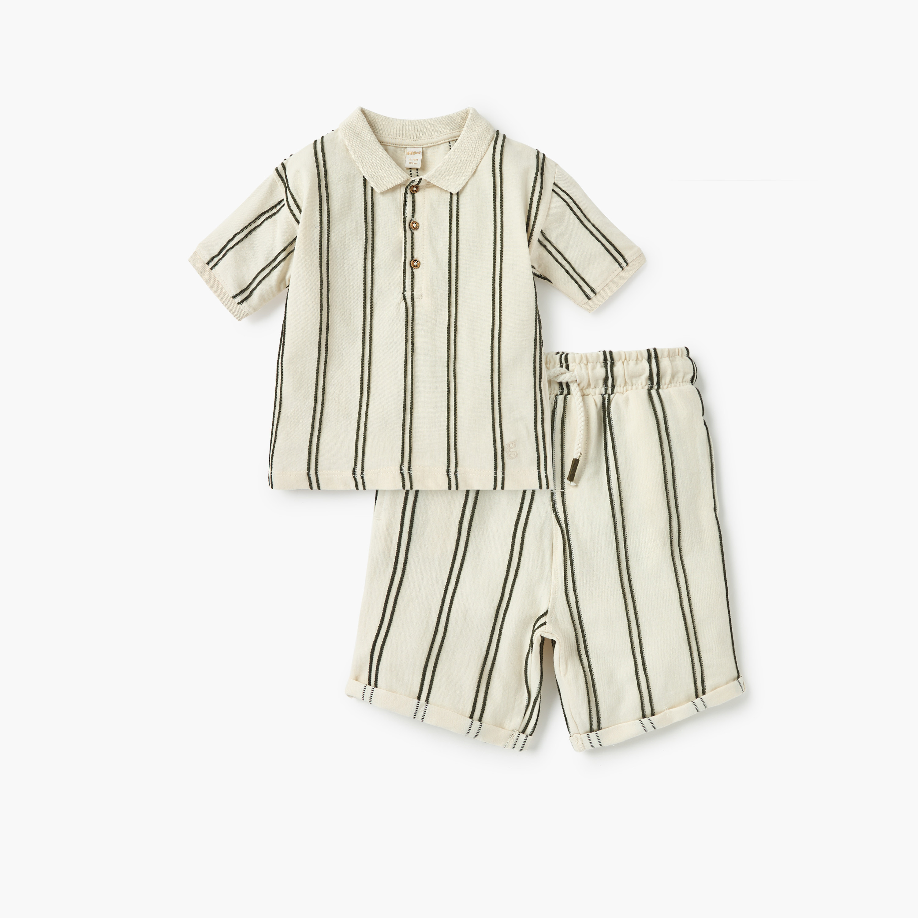 Giggles Striped Polo T-shirt and Shorts Set-baby-boys-clothing-setsandcoords-image-1