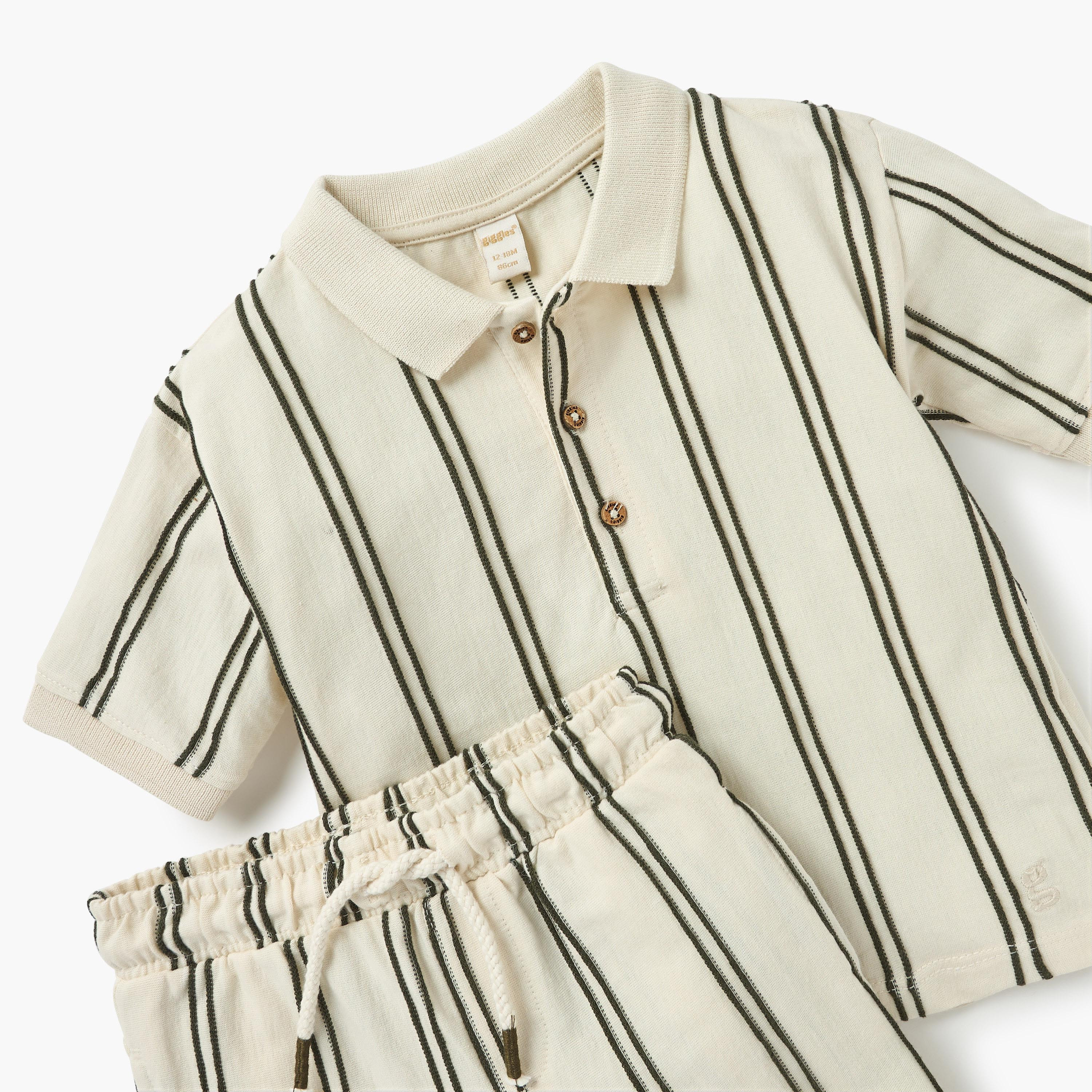 Giggles Striped Polo T-shirt and Shorts Set-baby-boys-clothing-setsandcoords-image-4