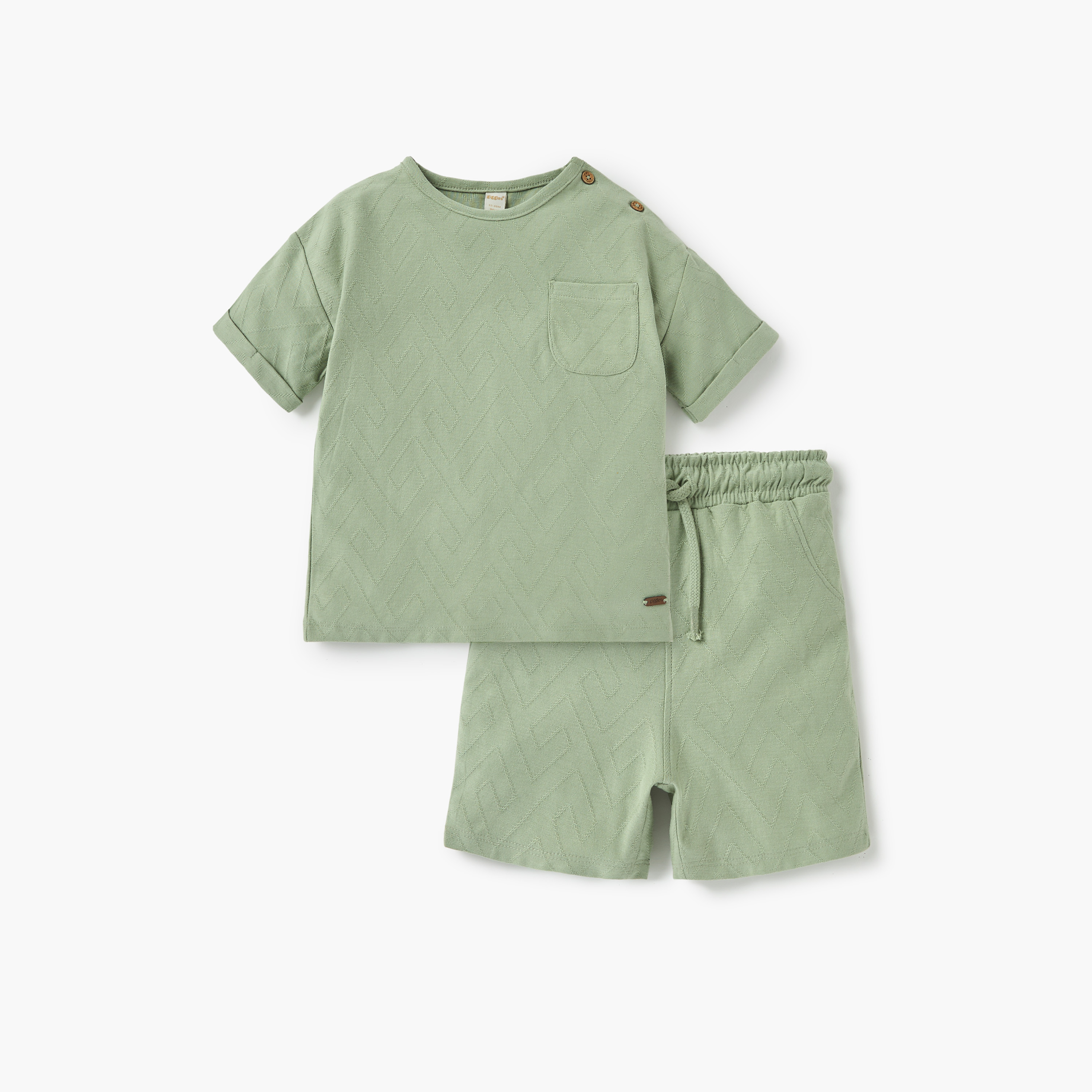 ظقم تيشيرت بارز الملمس وشورت من جيجلز-baby-boys-clothing-setsandcoords-image-1