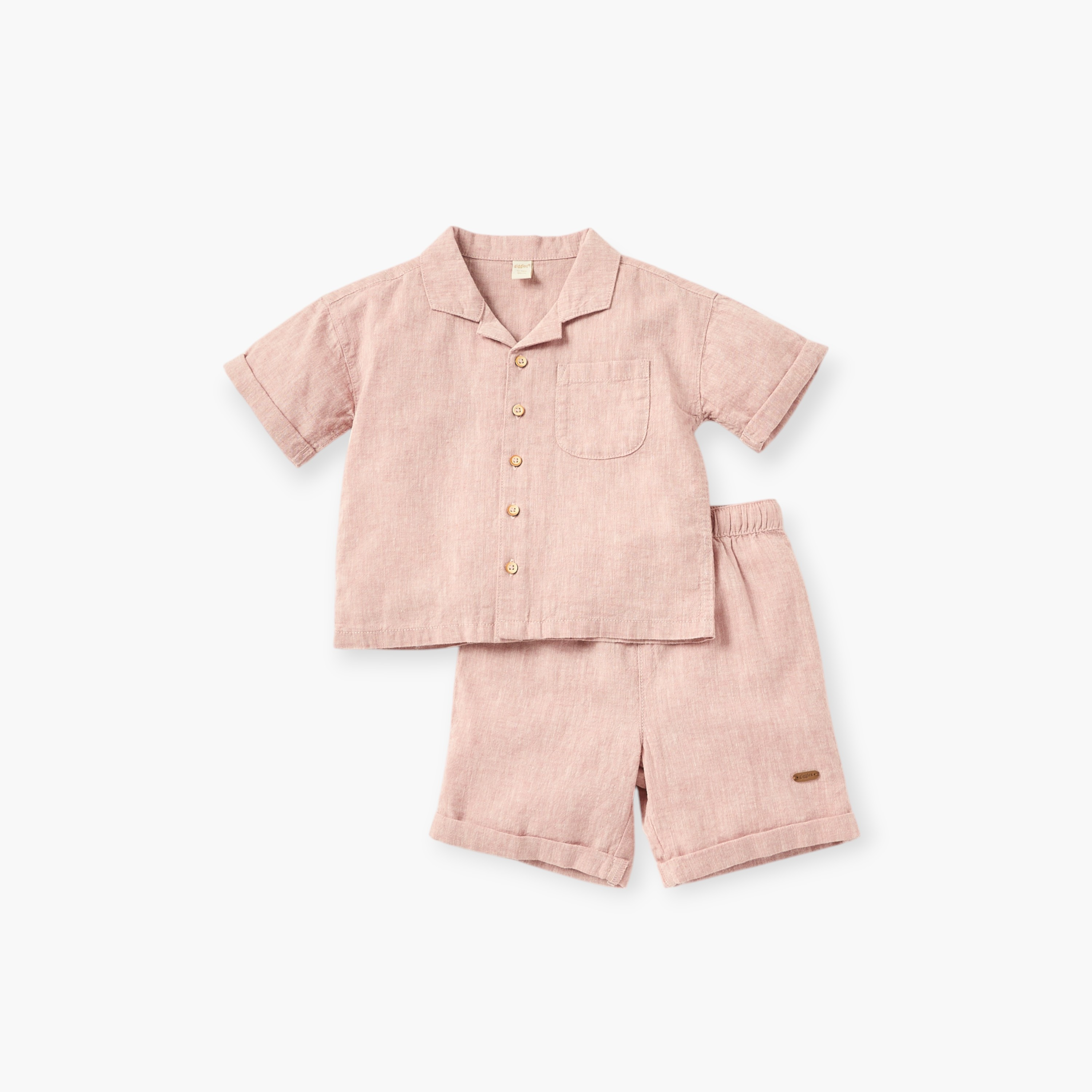 طقم قميص سادة بياقة كامب وشورت من جيجلز-baby-boys-clothing-setsandcoords-image-1