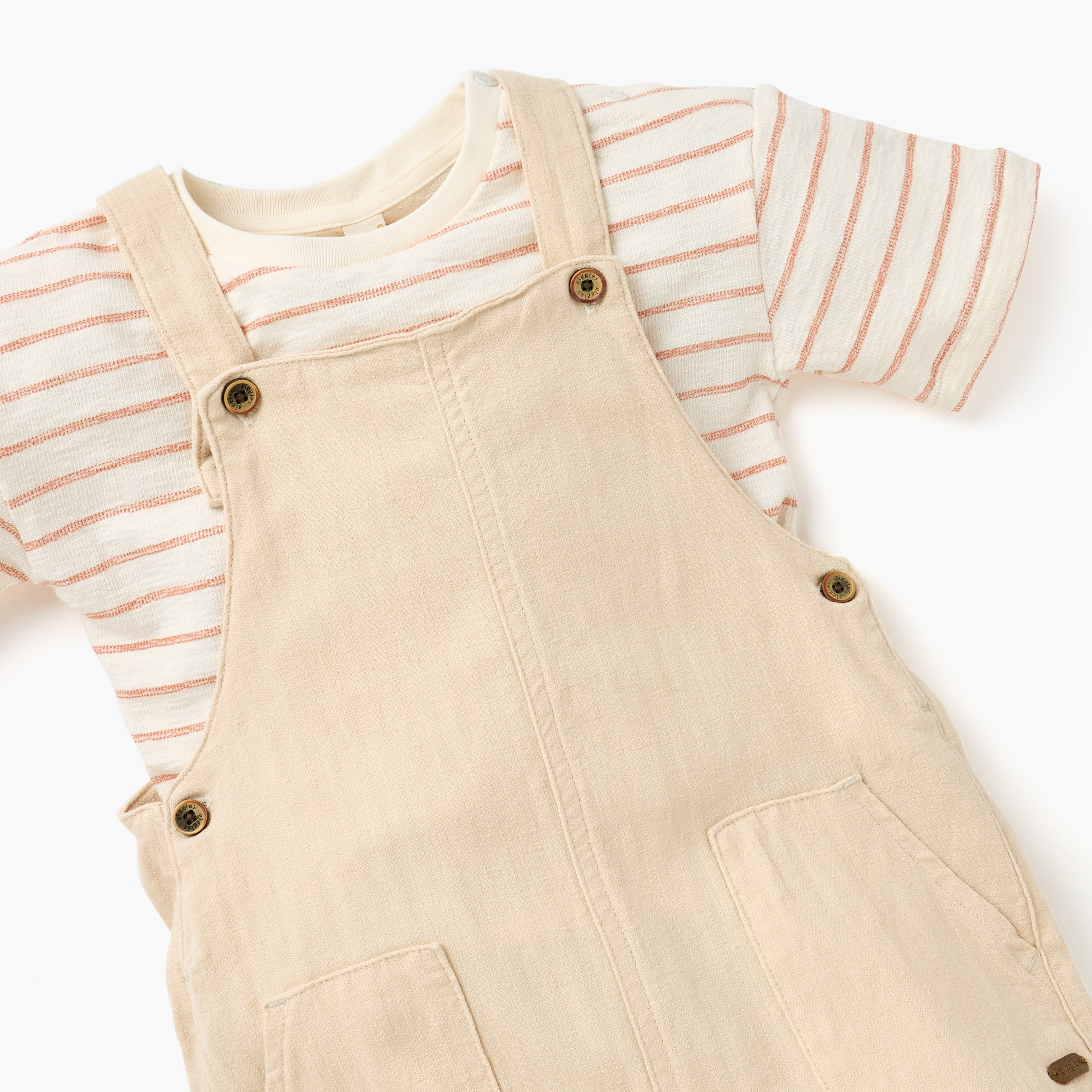 Giggles Solid Dungaree and Striped T-shirt Set-baby-boys-clothing-setsandcoords-image-4