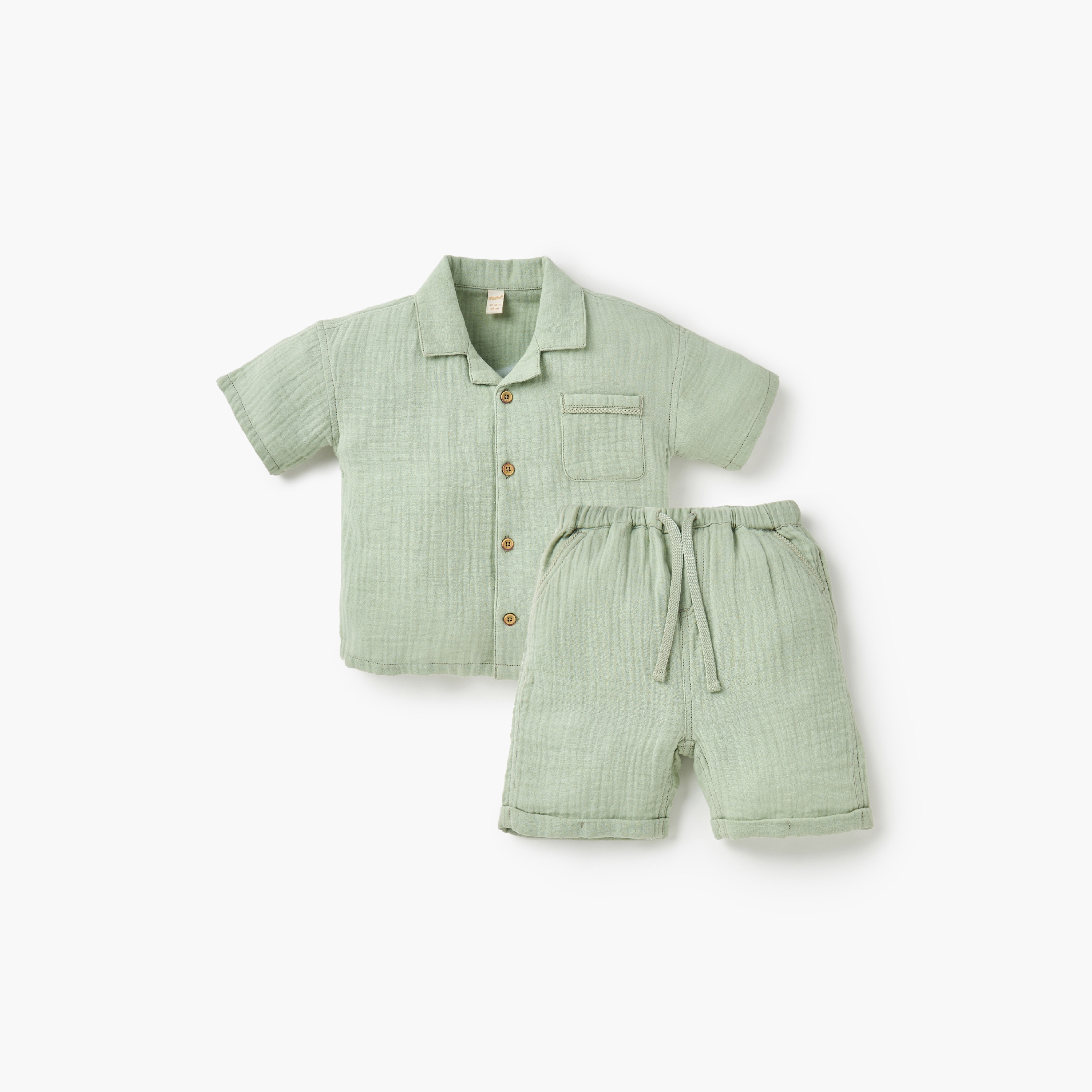 Giggles Solid Camp Collar Shirt and Shorts Set-baby-boys-clothing-setsandcoords-image-1