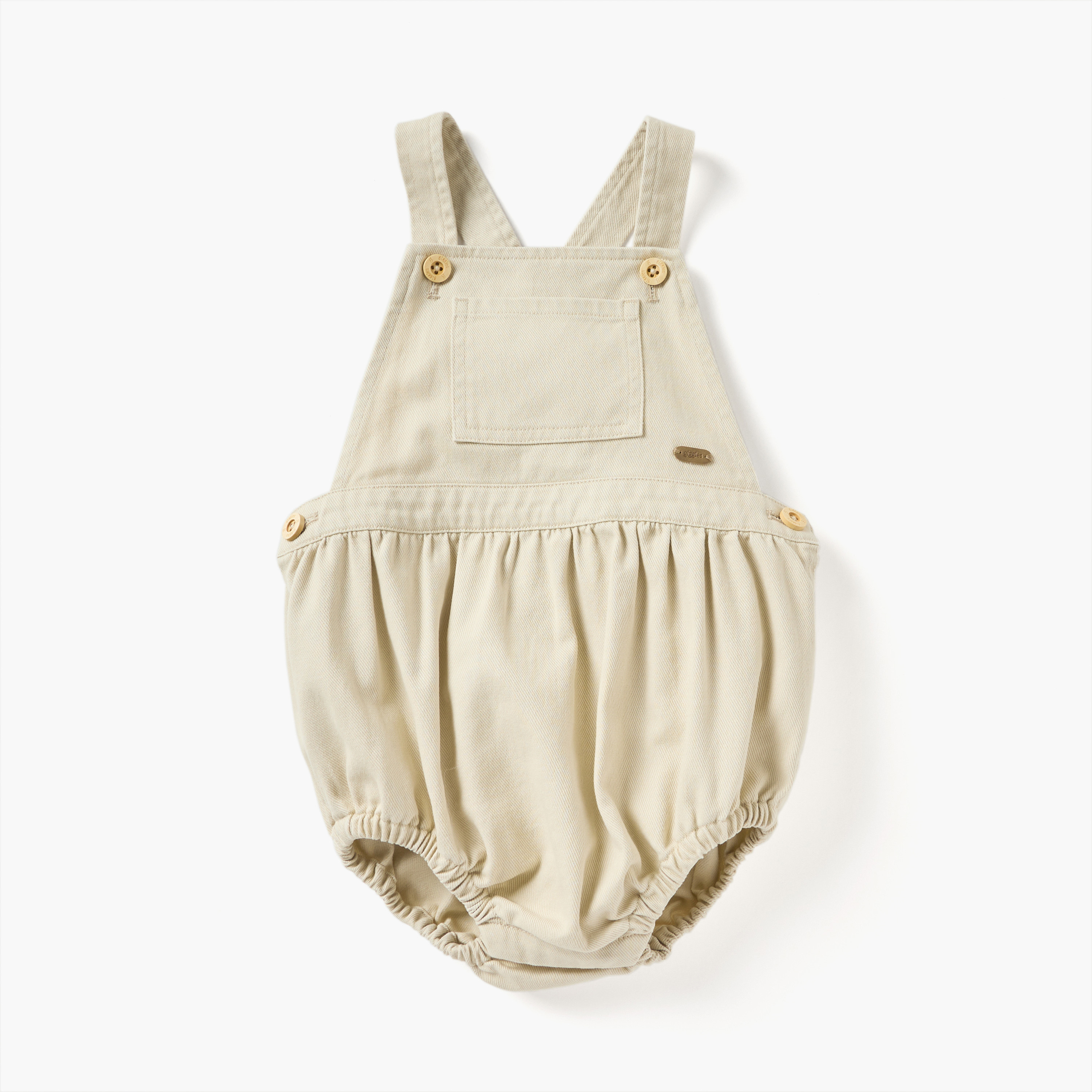 Giggles Solid Sleeveless Dungaree with Pocket and Button Closure-baby-boys-clothing-rompers-image-1
