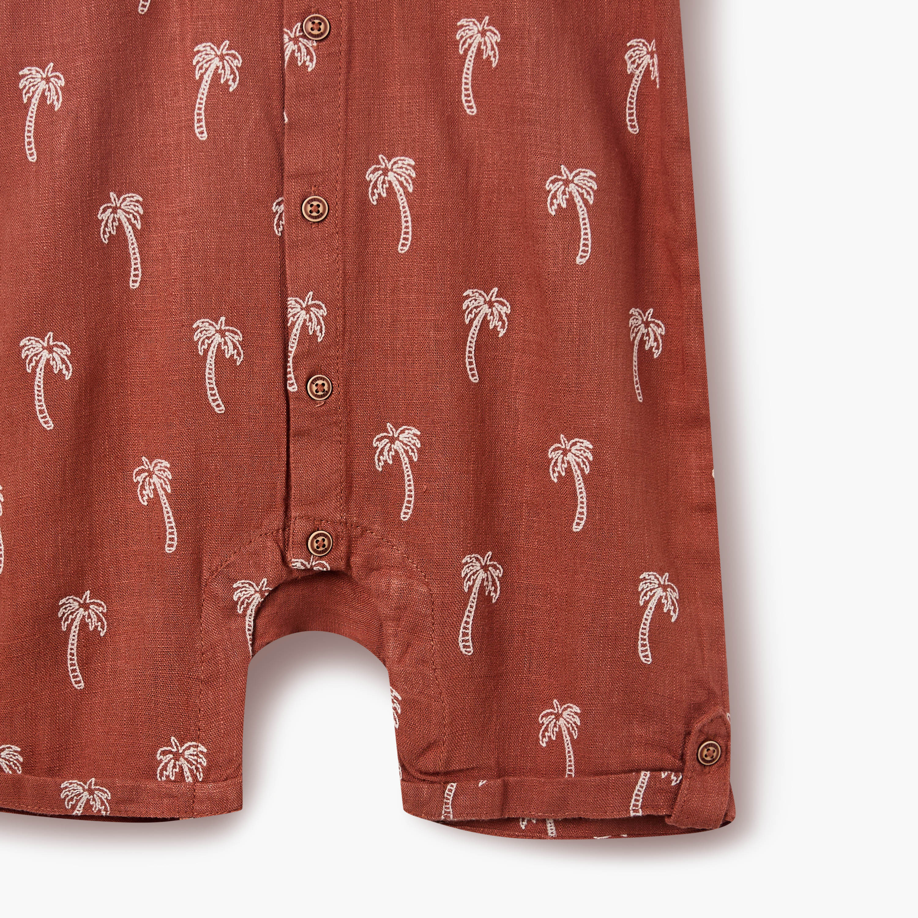 Giggles Palm Tree Embroidered Romper with Short Sleeves and Collar-baby-boys-clothing-rompers-image-5