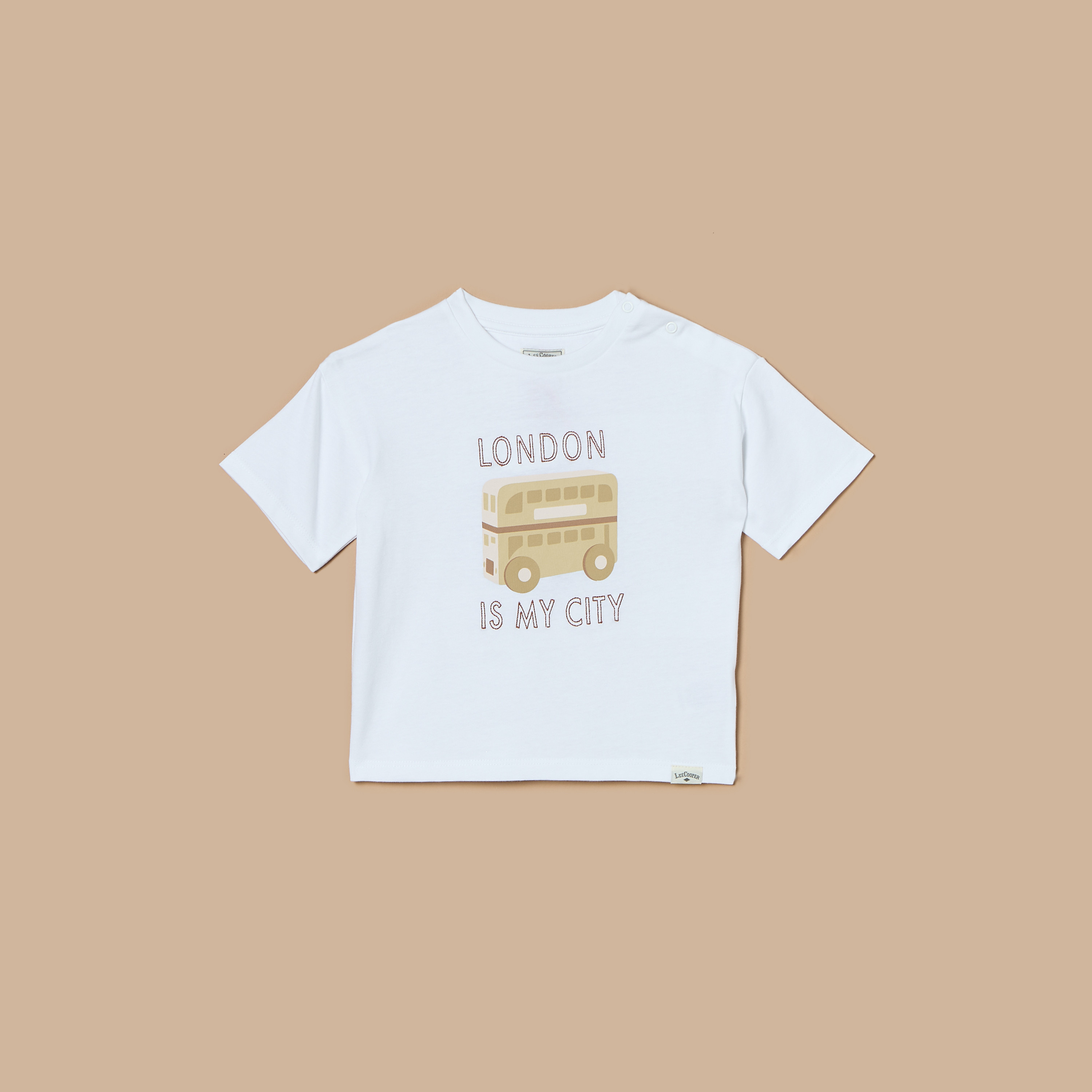 Lee Cooper Graphic Print T-shirt with Short Sleeves and Button Closure-baby-boys-clothing-tshirtsandpolos-image-1