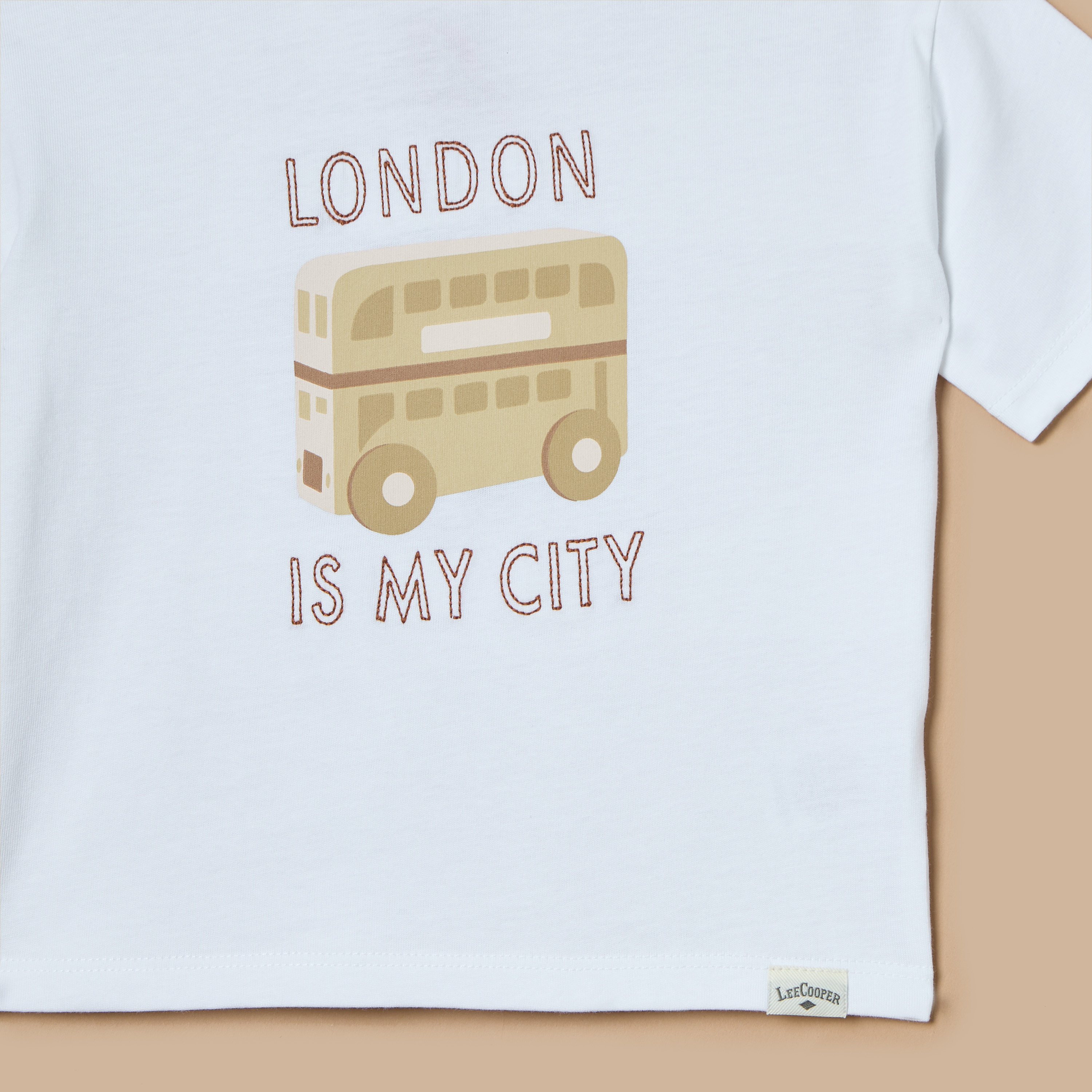 Lee Cooper Graphic Print T-shirt with Short Sleeves and Button Closure-baby-boys-clothing-tshirtsandpolos-image-3