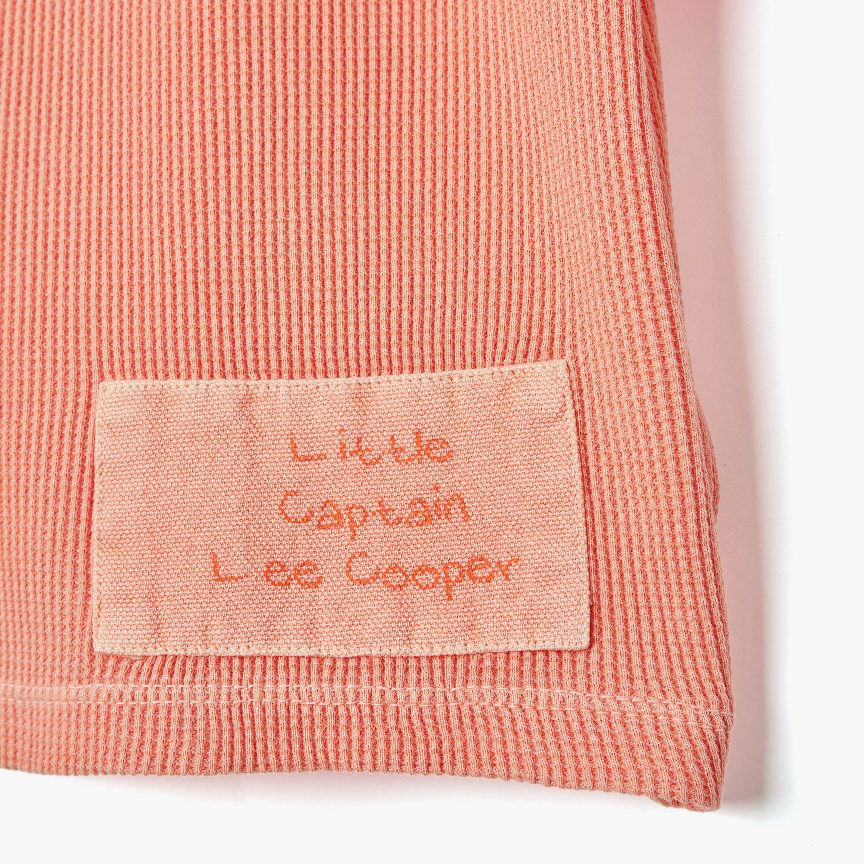 Lee Cooper Textured Crew Neck T-shirt with Short Sleeves and Button Closure-baby-boys-clothing-tshirtsandpolos-image-4