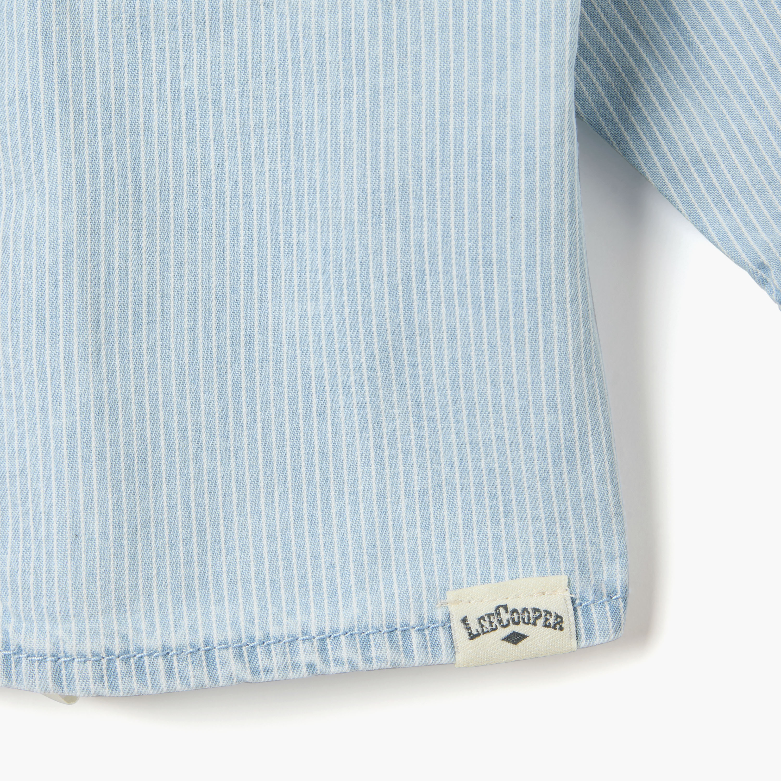 Lee Cooper Striped Shirt with Long Sleeves and Button Closure-baby-boys-clothing-shirts-image-5