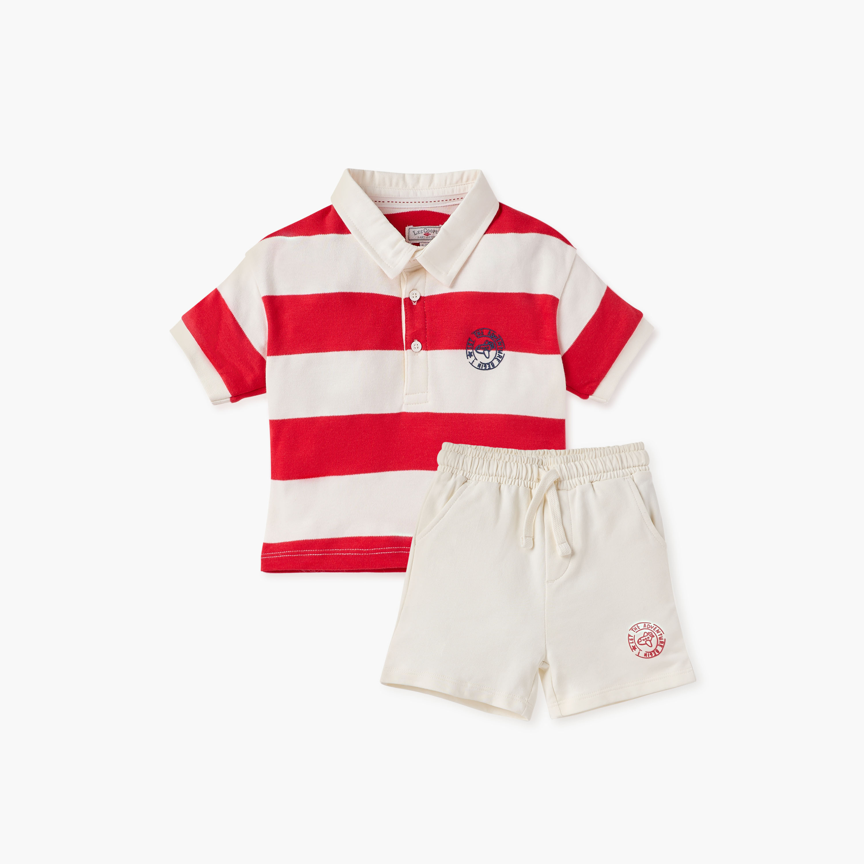 Lee Cooper Striped Polo T-shirt and Shorts Set-baby-boys-clothing-setsandcoords-image-1