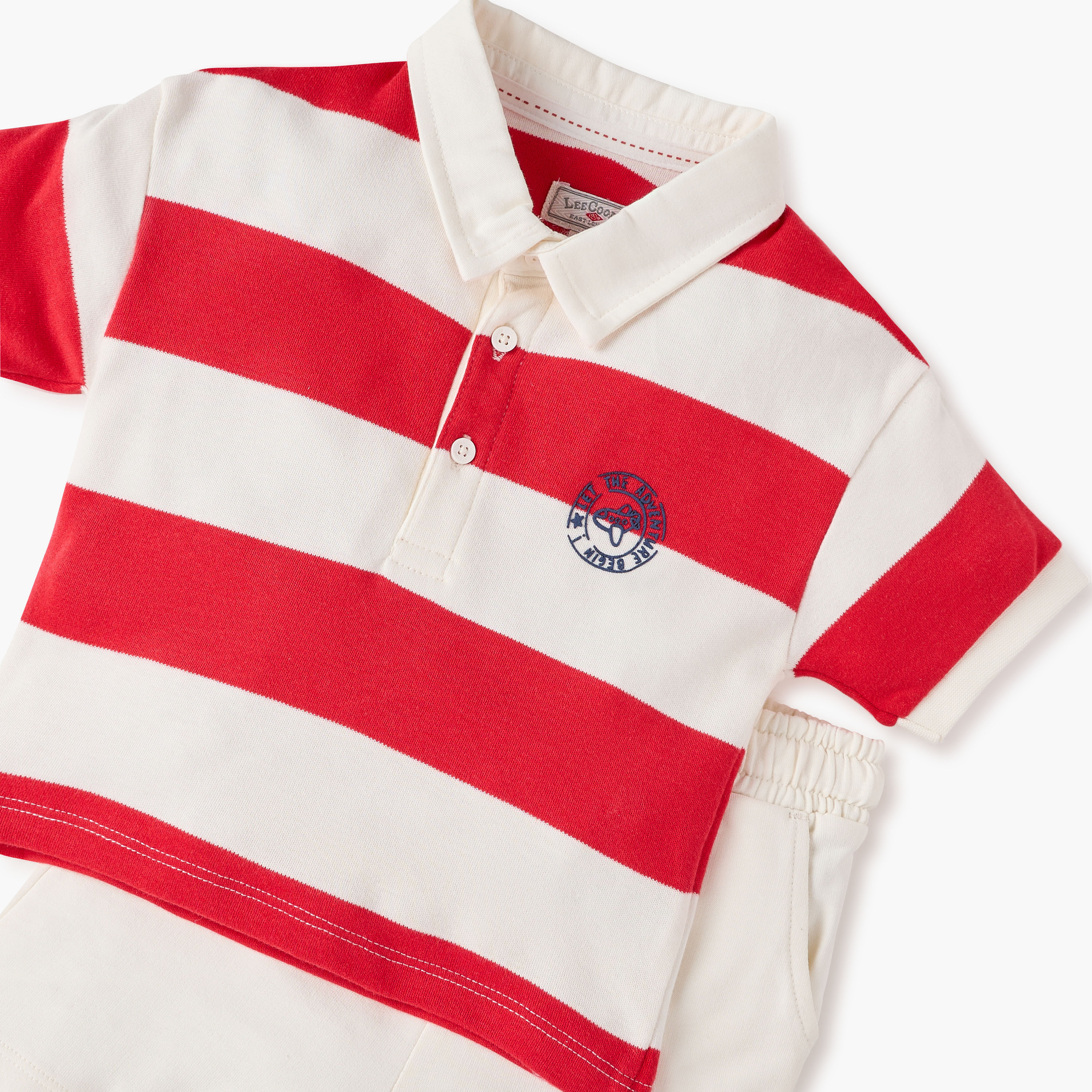 Lee Cooper Striped Polo T-shirt and Shorts Set-baby-boys-clothing-setsandcoords-image-4