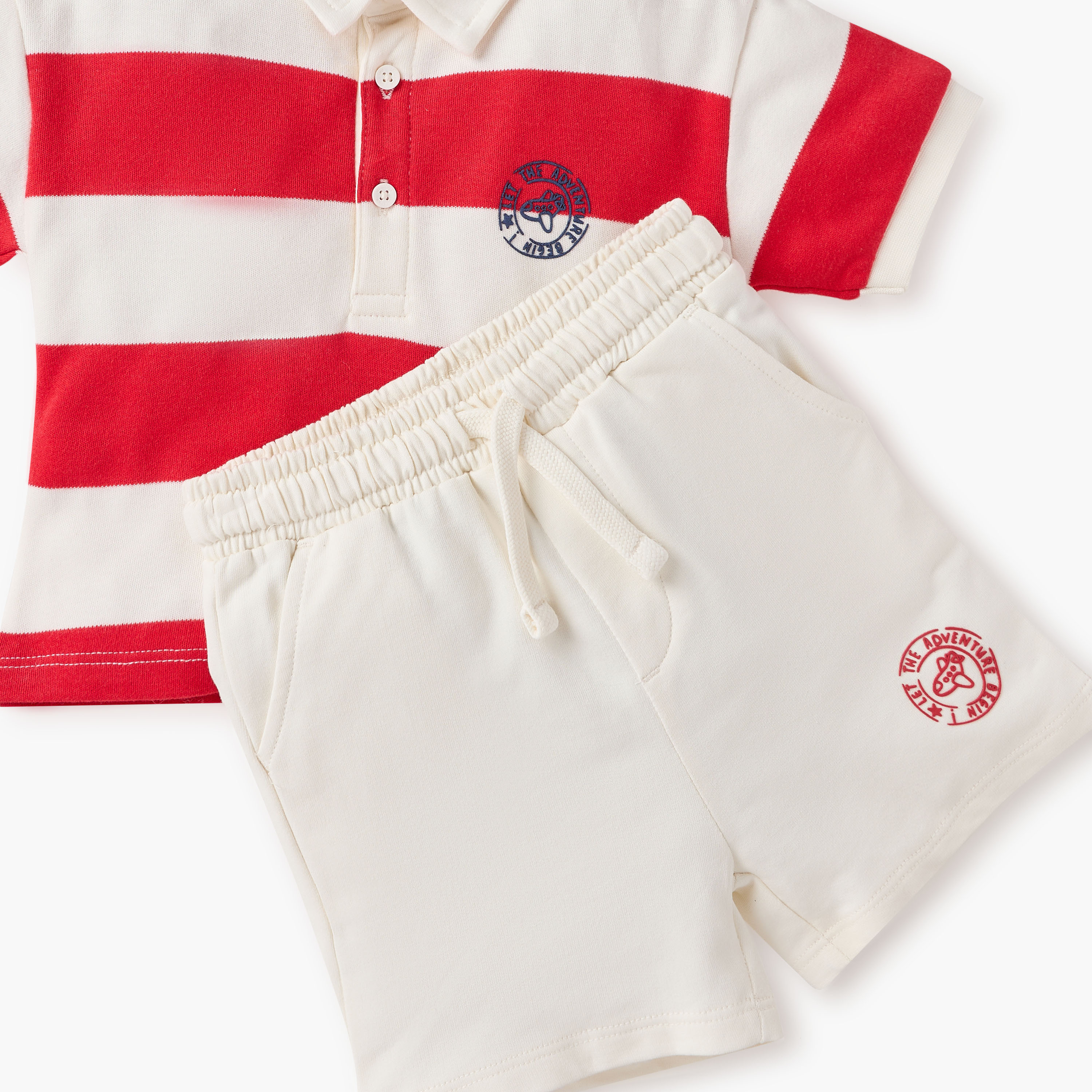 Lee Cooper Striped Polo T-shirt and Shorts Set-baby-boys-clothing-setsandcoords-image-5