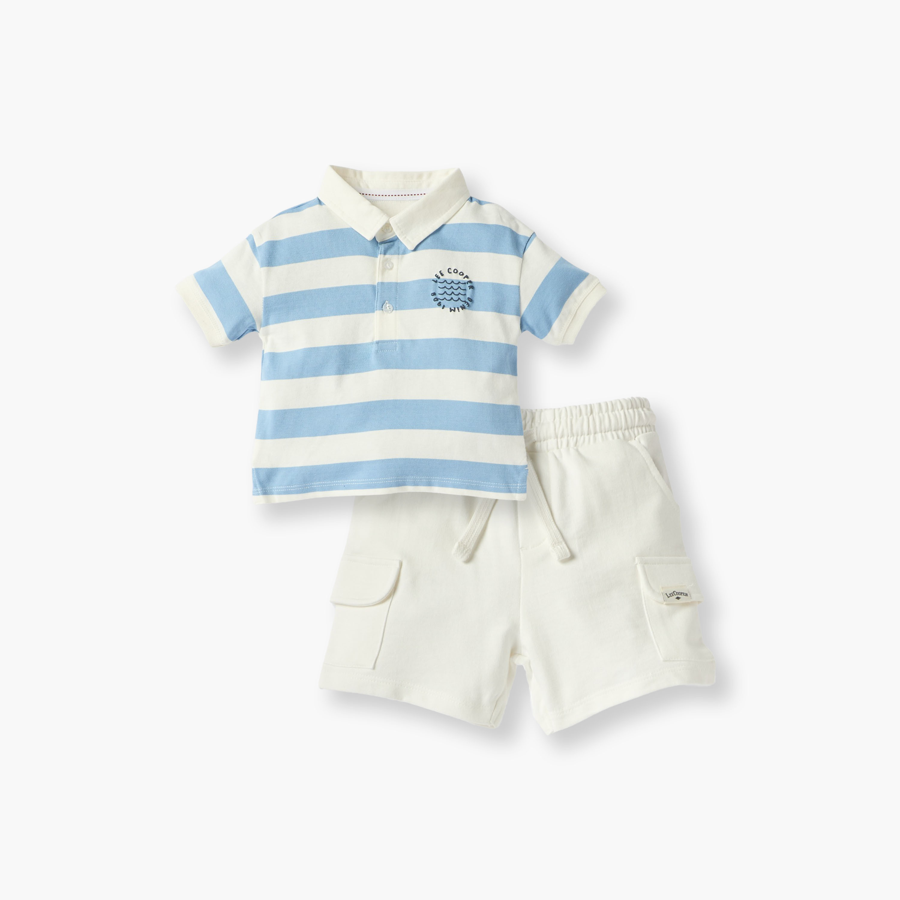 Lee Cooper Striped Polo T-shirt and Shorts Set-baby-boys-clothing-setsandcoords-image-1