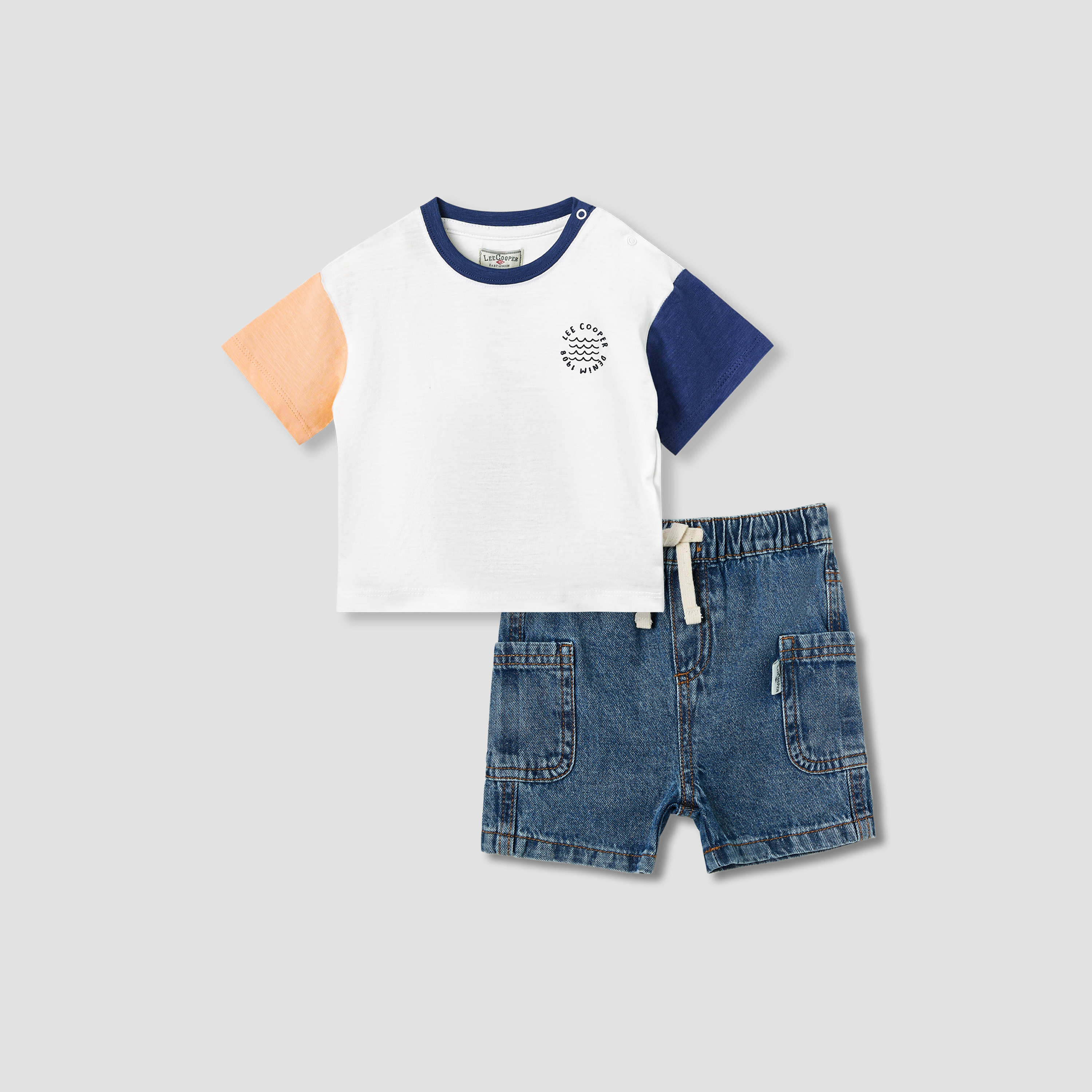 Lee Cooper Colourblock T-shirt and Shorts Set-baby-boys-clothing-setsandcoords-image-1