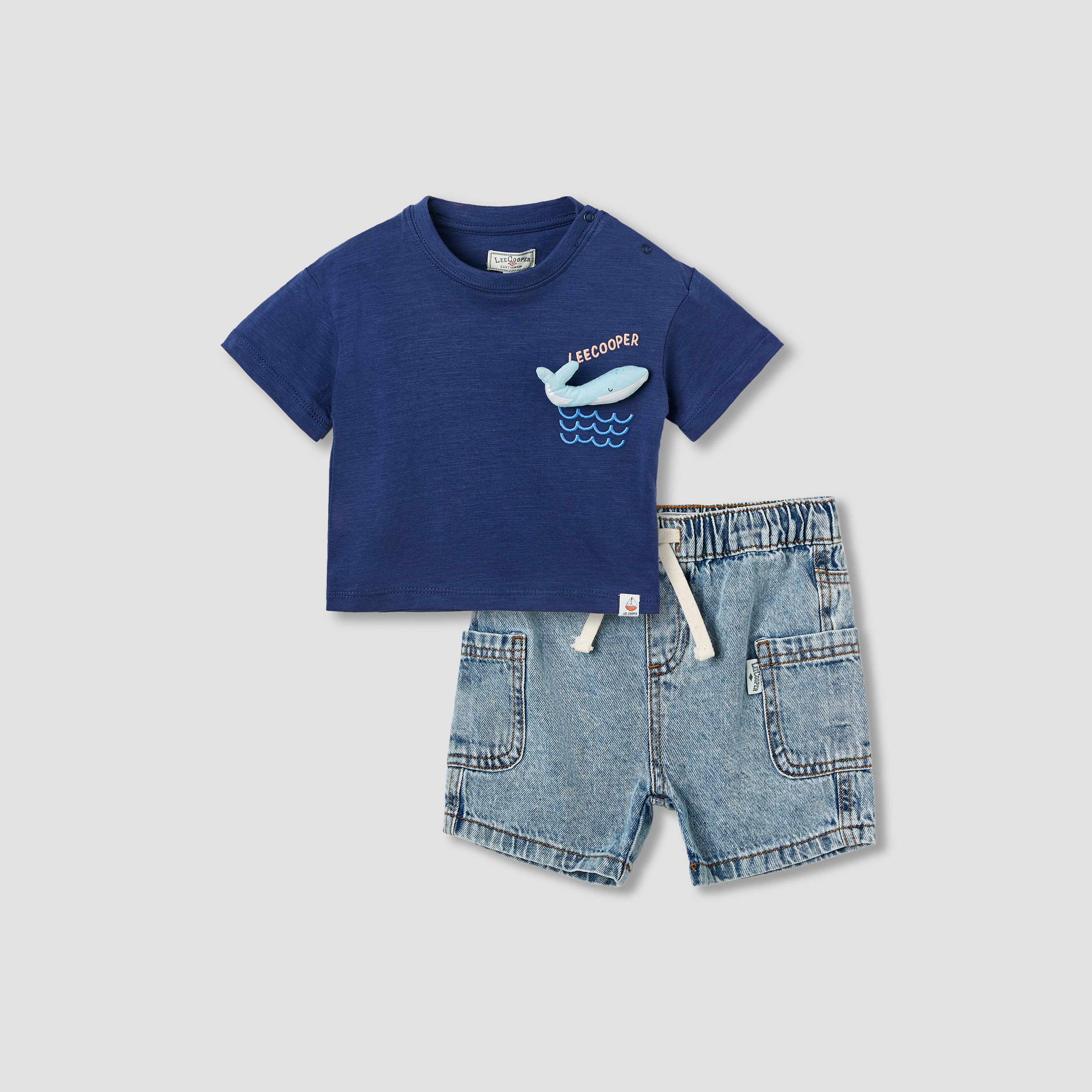 طقم تيشيرت وشورت بزخارف حوت من لي كوبر-baby-boys-clothing-setsandcoords-image-1
