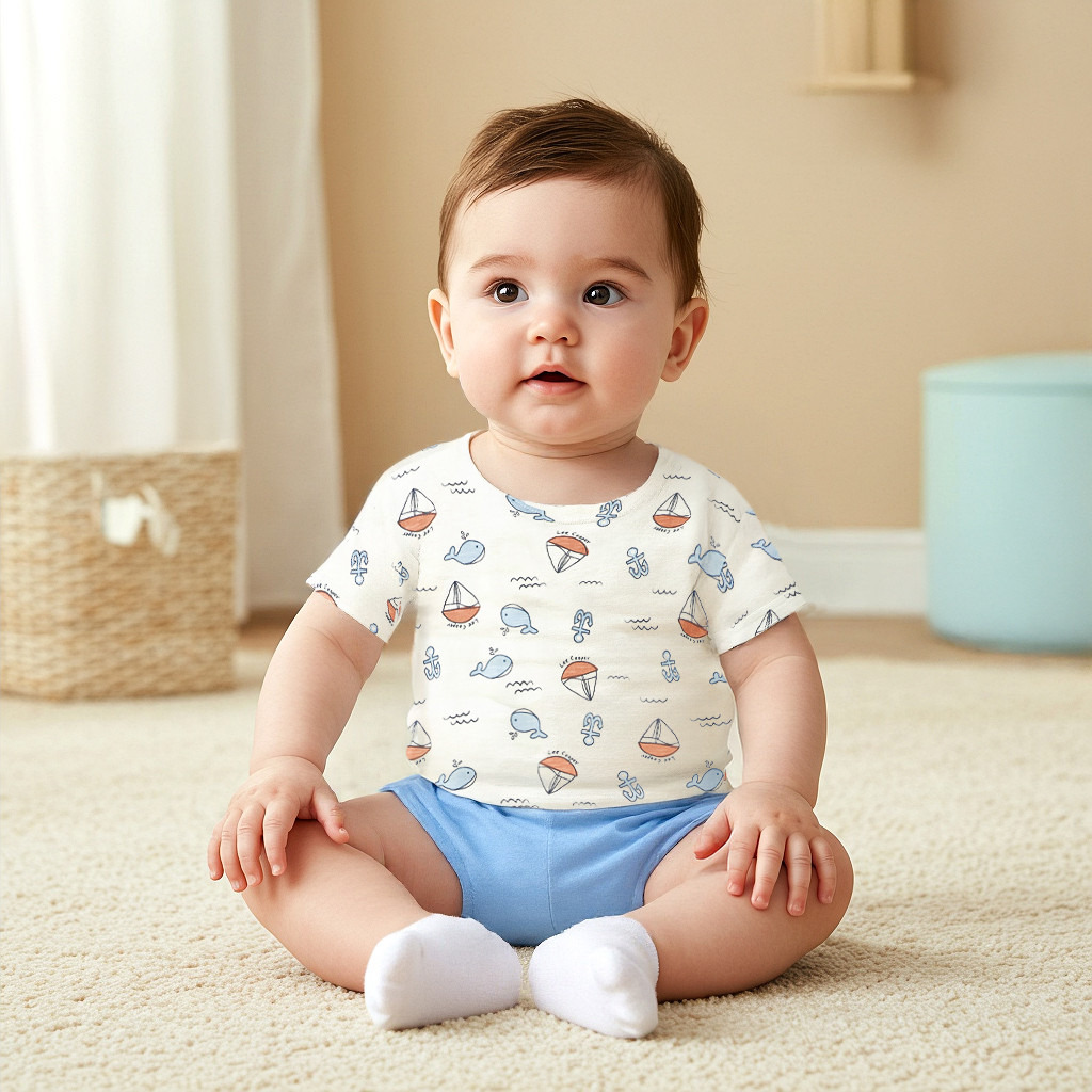 طقم شورت وتيشيرت بطبعات بحرية من لي كوبر-baby-boys-clothing-setsandcoords-image-6