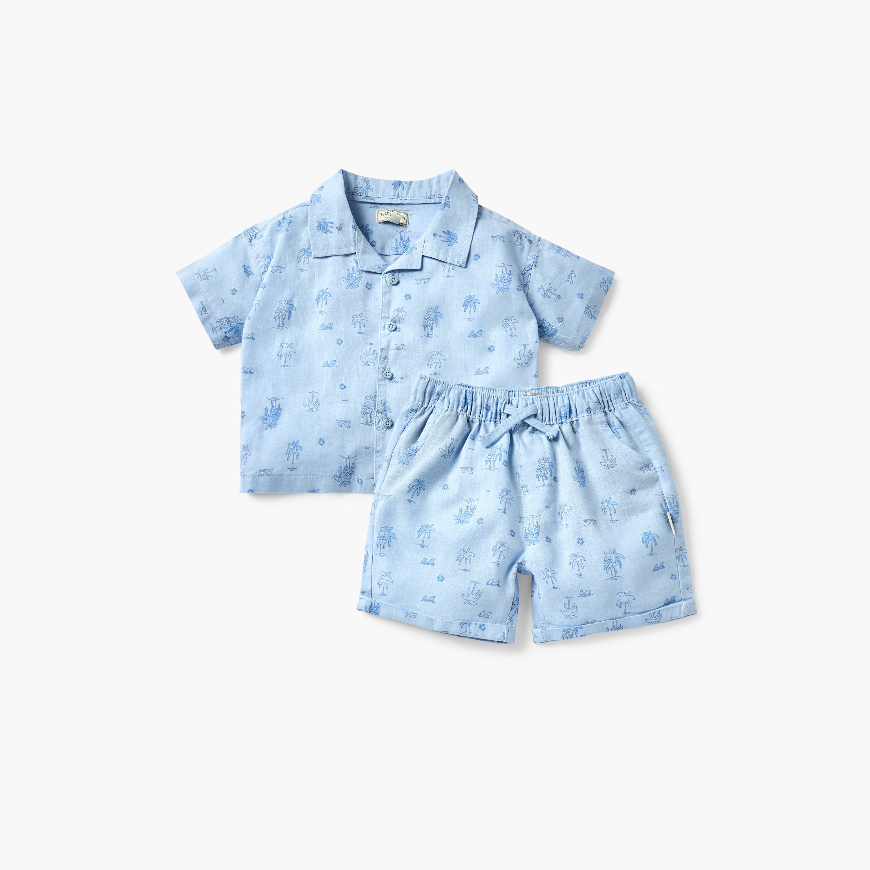Lee Cooper Palm Tree Print Shirt and Shorts Set-baby-boys-clothing-setsandcoords-image-1