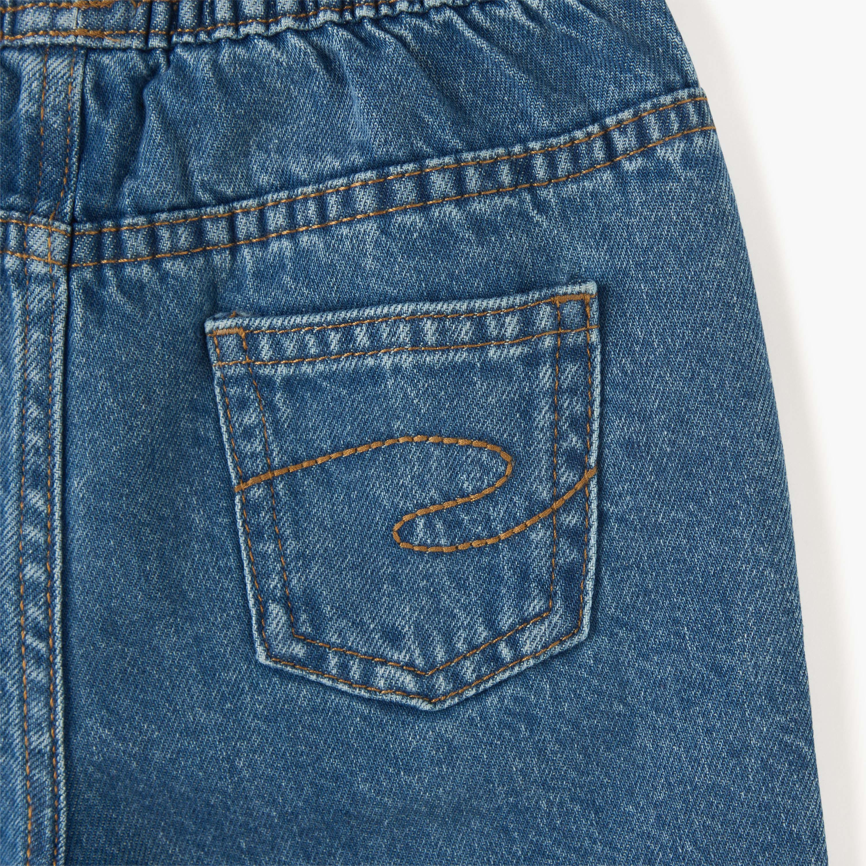 بنطلون جينز سادة بخصر مطاطي ورباط إغلاق وجيوب من لي كوبر-baby-boys-clothing-bottoms-jeans-image-4