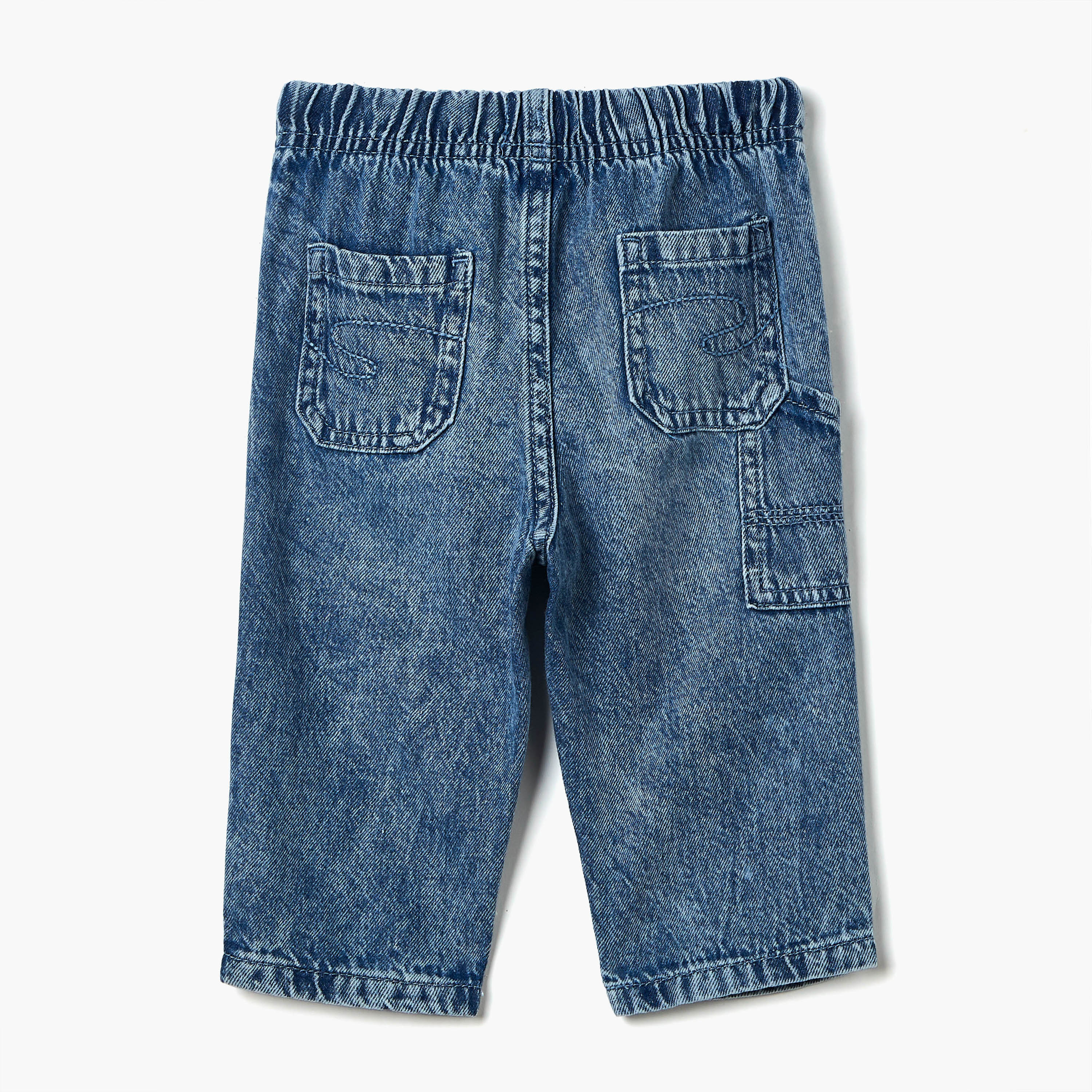Lee Cooper Solid Jeans with Elasticated Drawstring Closure and Pockets-baby-boys-clothing-bottoms-jeans-image-2