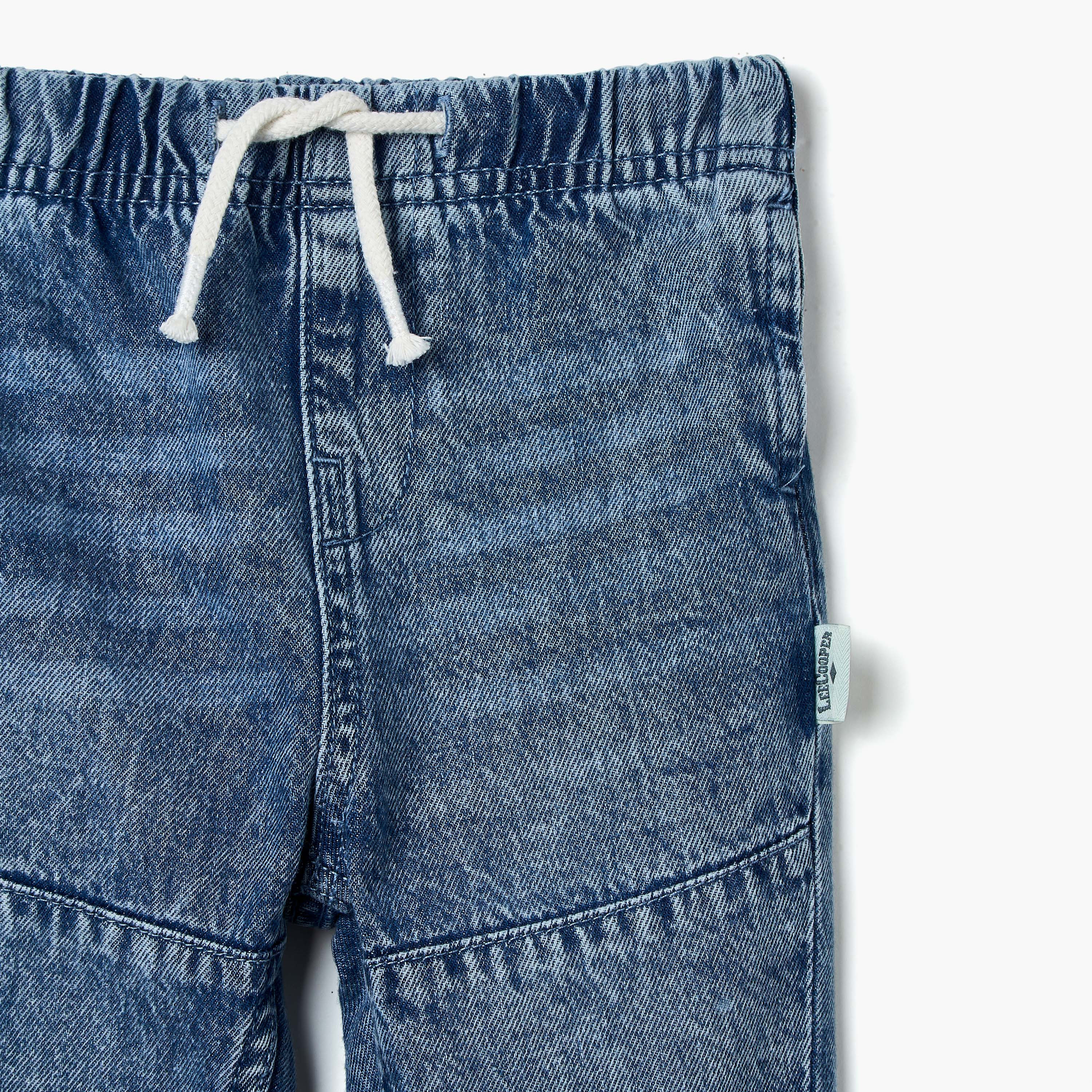 Lee Cooper Solid Jeans with Elasticated Drawstring Closure and Pockets-baby-boys-clothing-bottoms-jeans-image-3