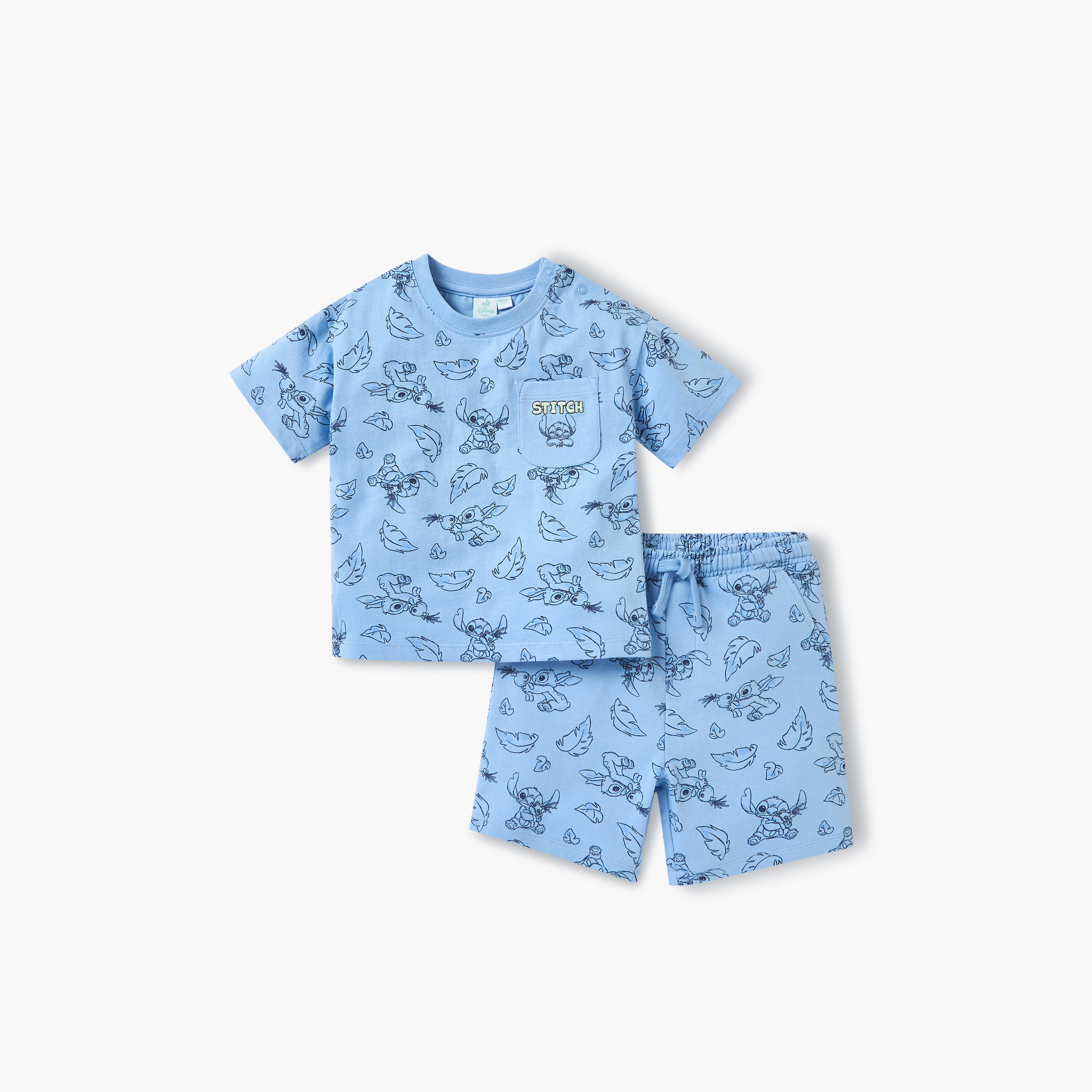 طقم شورت وتيشيرت بأكمام قصيرة وطبعات ستيتش من ديزني-baby-boys-clothing-setsandcoords-image-1