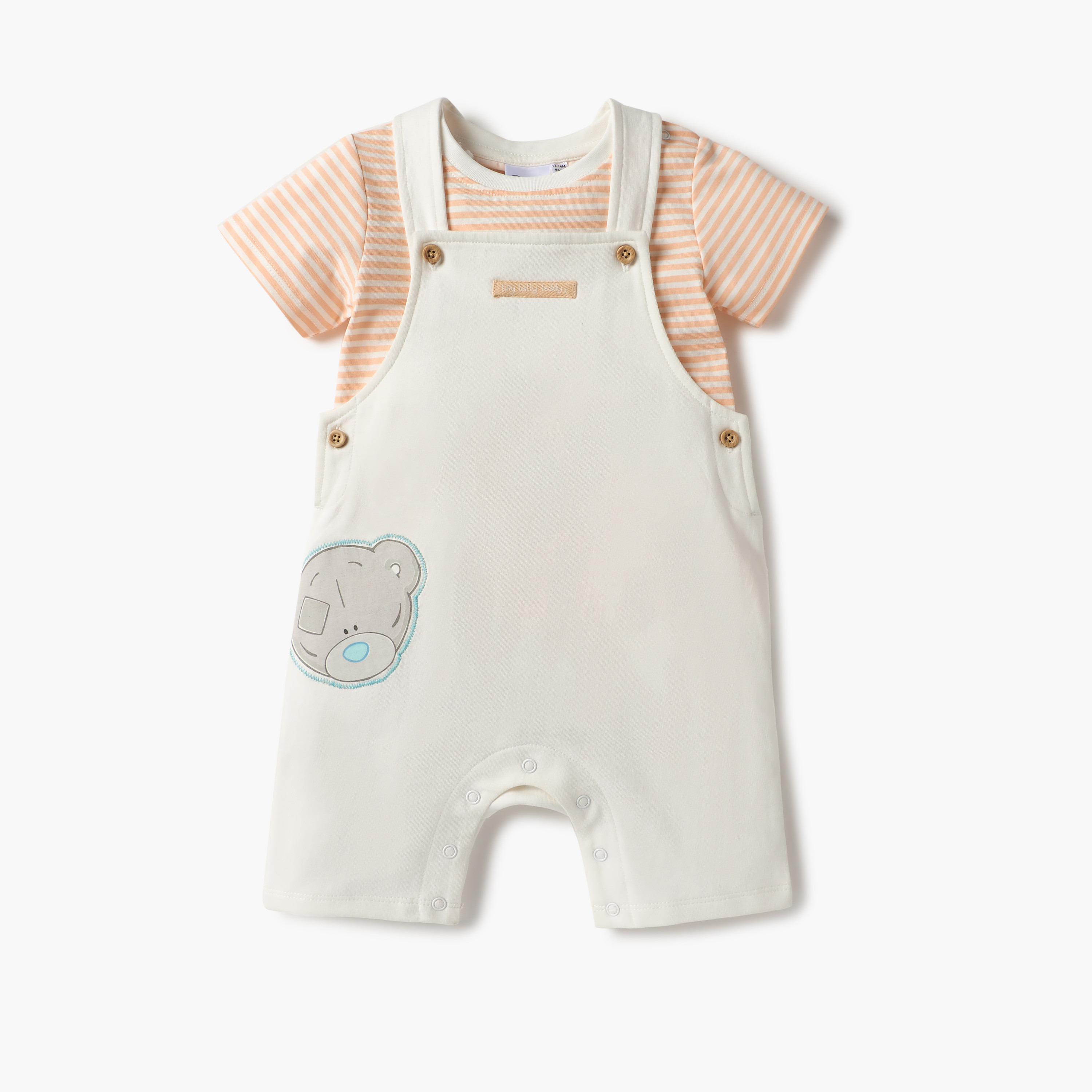طقم تيشيرت مخطط ودنغري بزخارف دب من كارت بلانش-baby-boys-clothing-setsandcoords-image-1