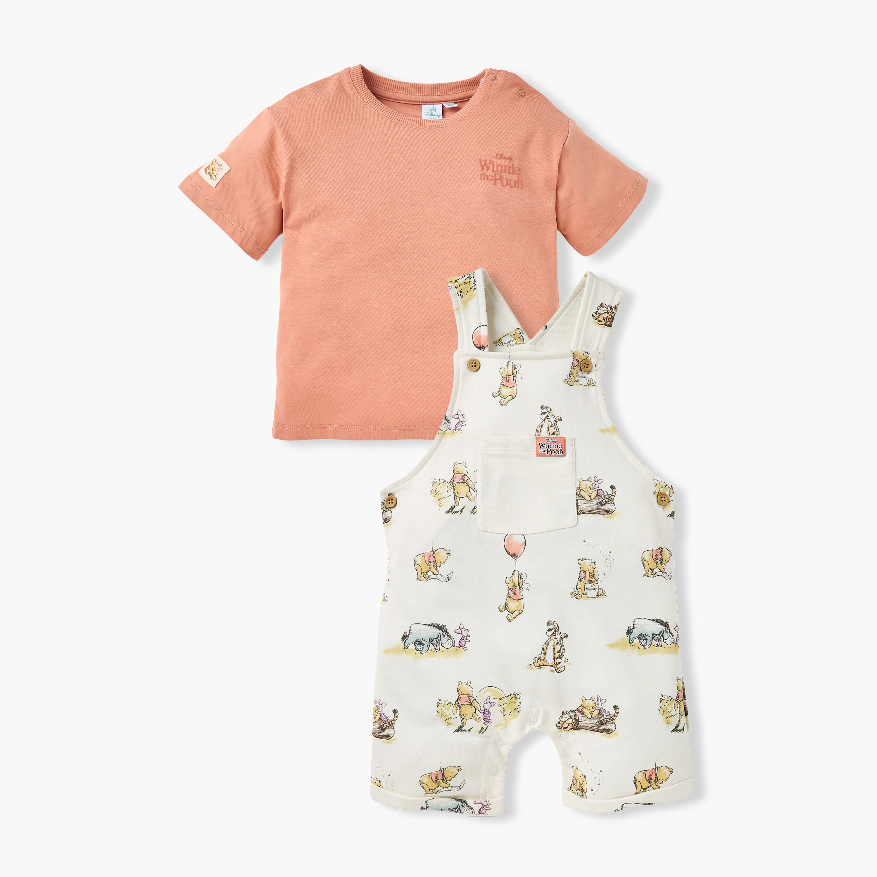 Disney Winnie the Pooh Print Dungaree and T-shirt Set-baby-boys-clothing-setsandcoords-image-1