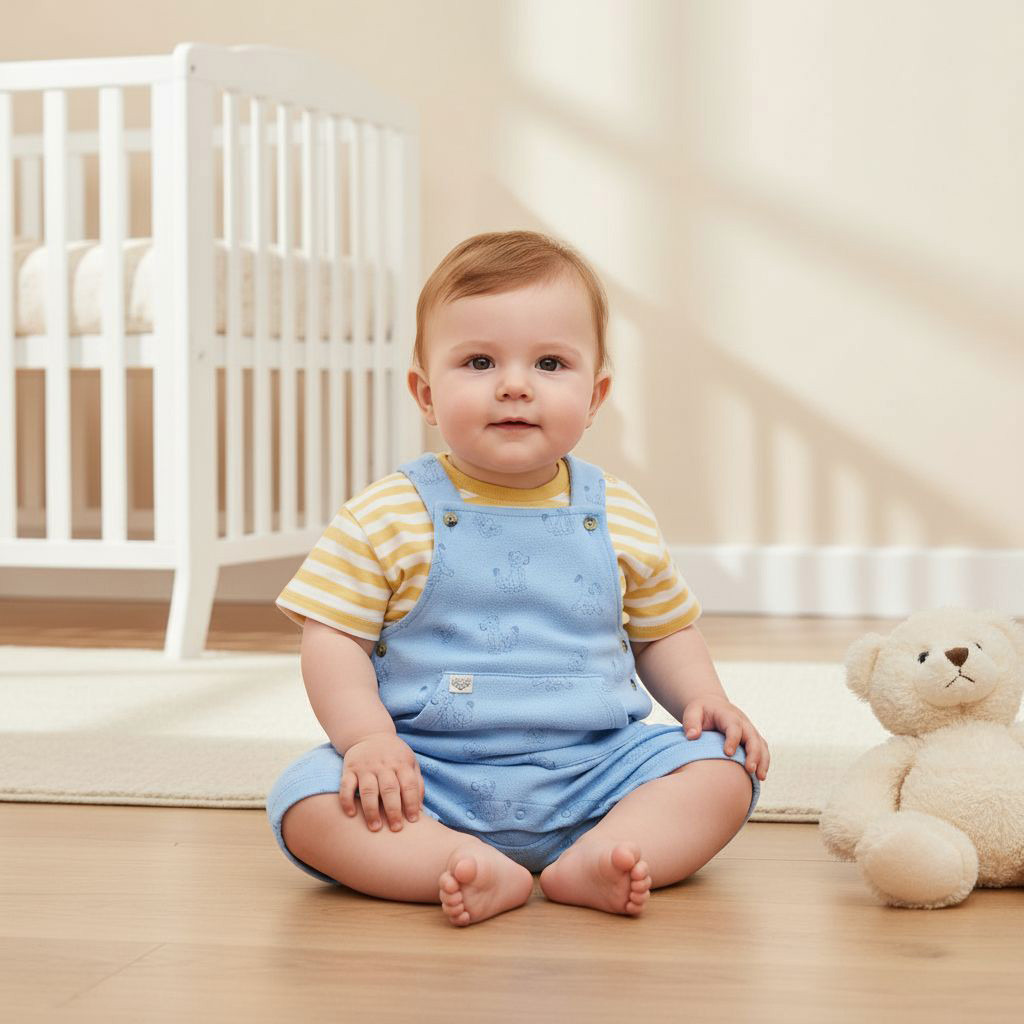 Disney All-Over Simba Print Dungaree and Striped T-shirt Set-baby-boys-clothing-setsandcoords-image-1