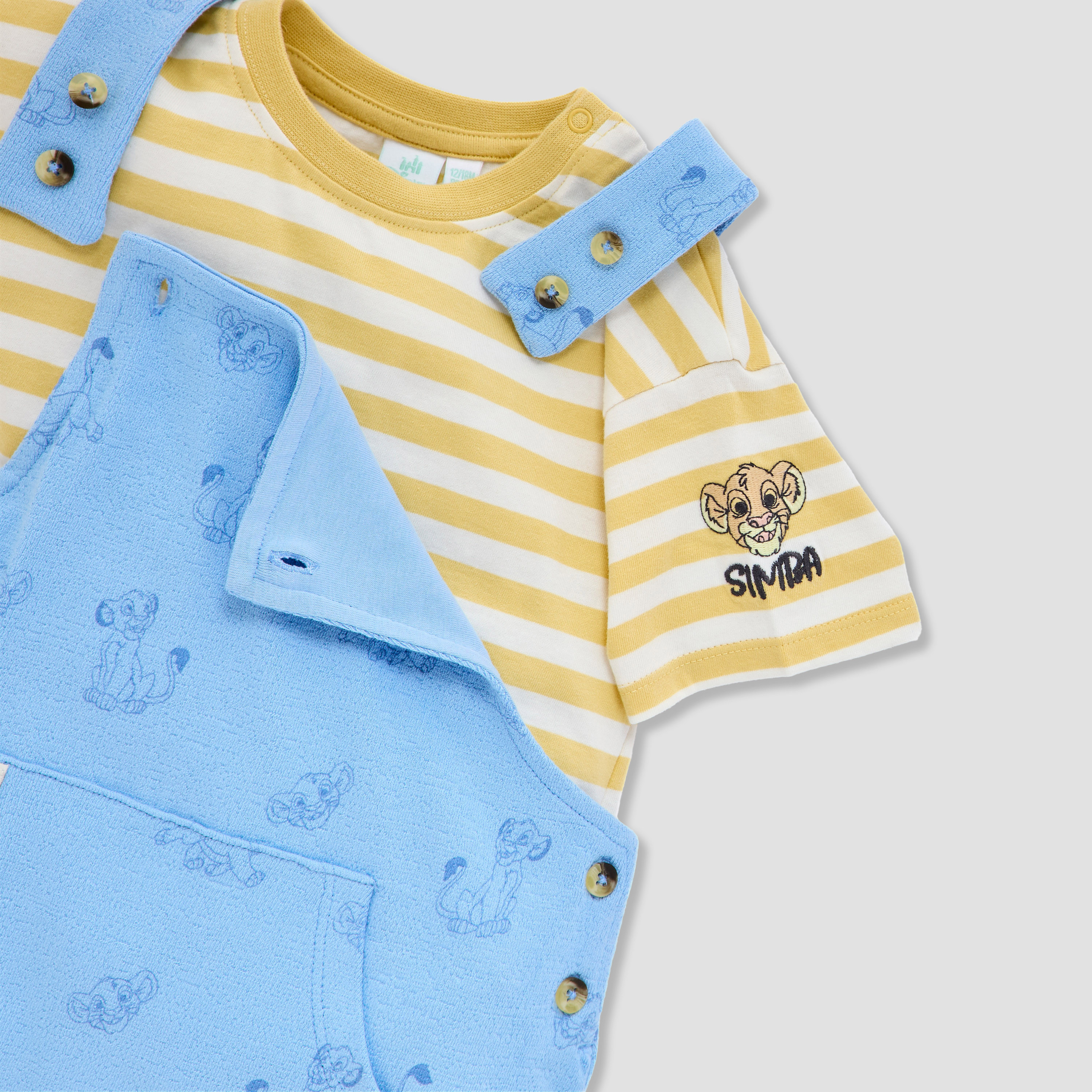 Disney All-Over Simba Print Dungaree and Striped T-shirt Set-baby-boys-clothing-setsandcoords-image-5