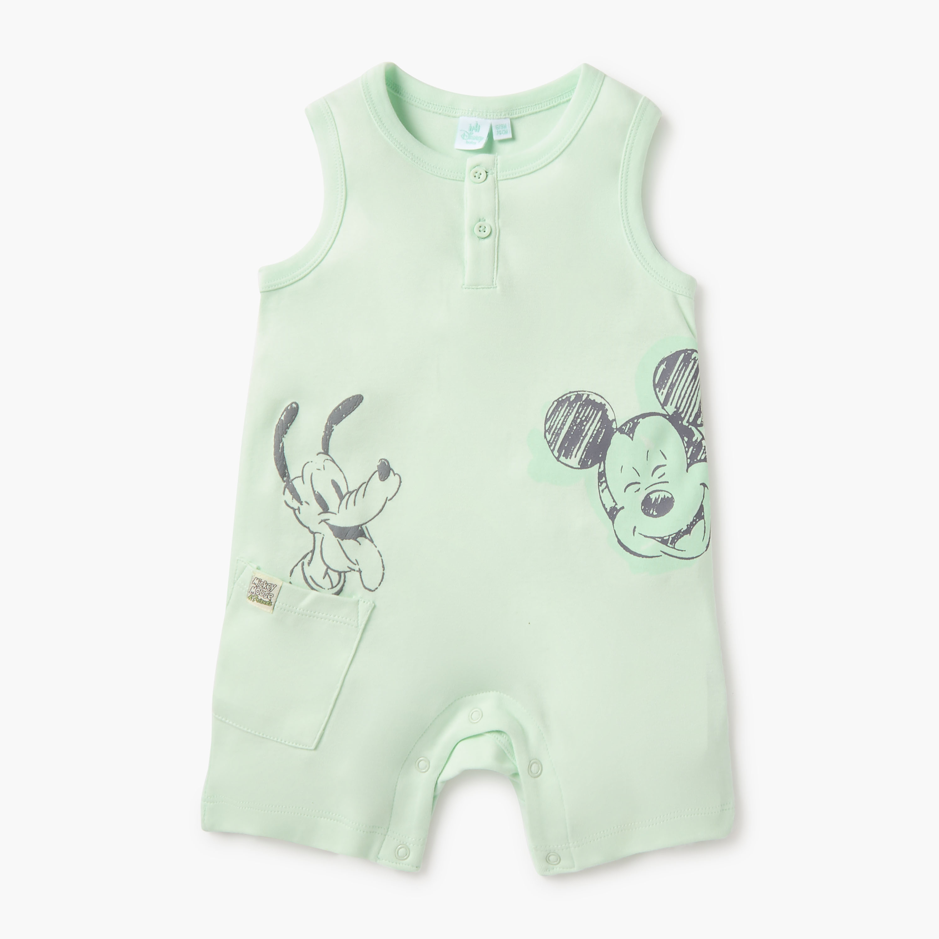 Disney Mickey Mouse Print Sleeveless Romper with Snap Button Closure - Set of 2-baby-boys-clothing-rompers-image-2