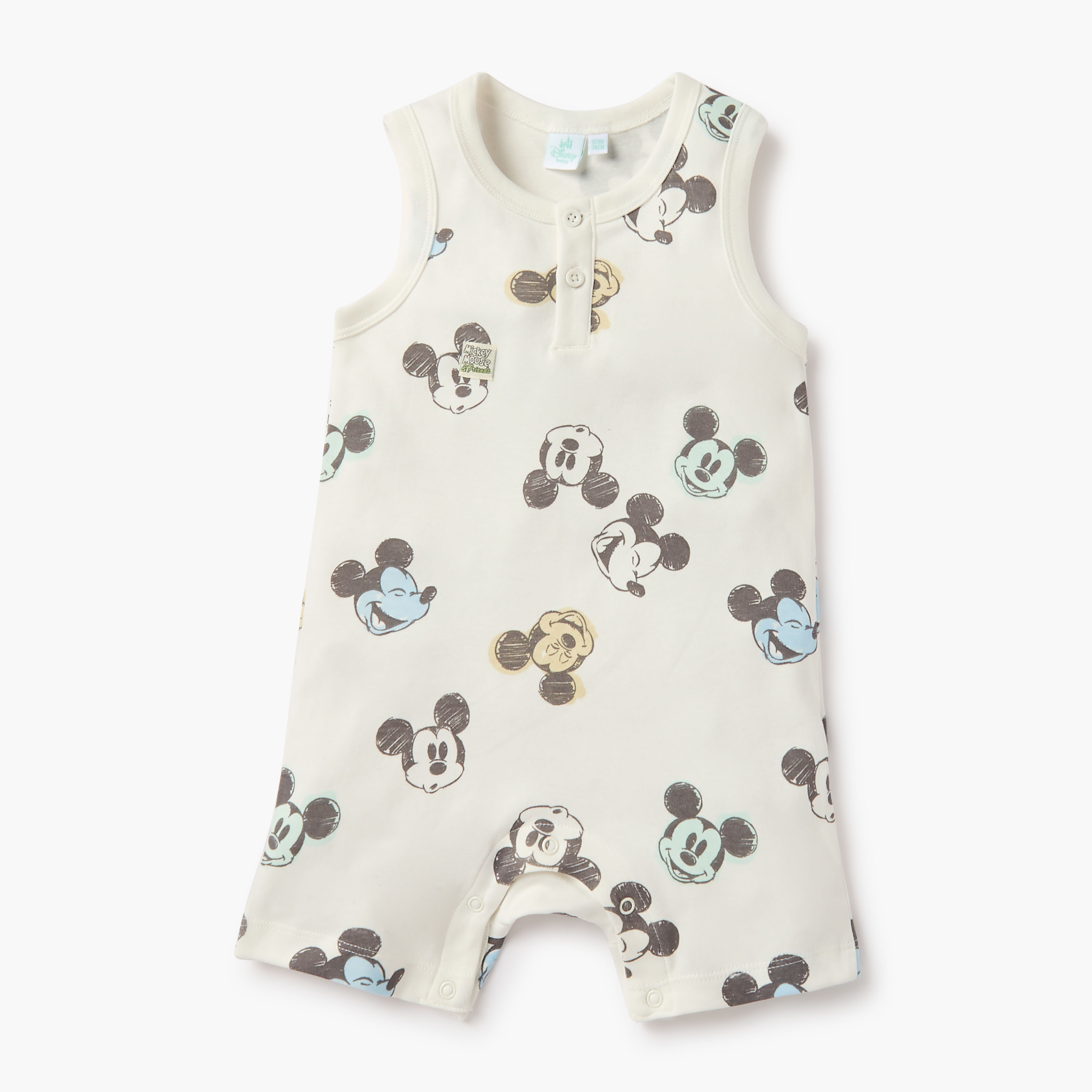 Disney Mickey Mouse Print Sleeveless Romper with Snap Button Closure - Set of 2-baby-boys-clothing-rompers-image-3