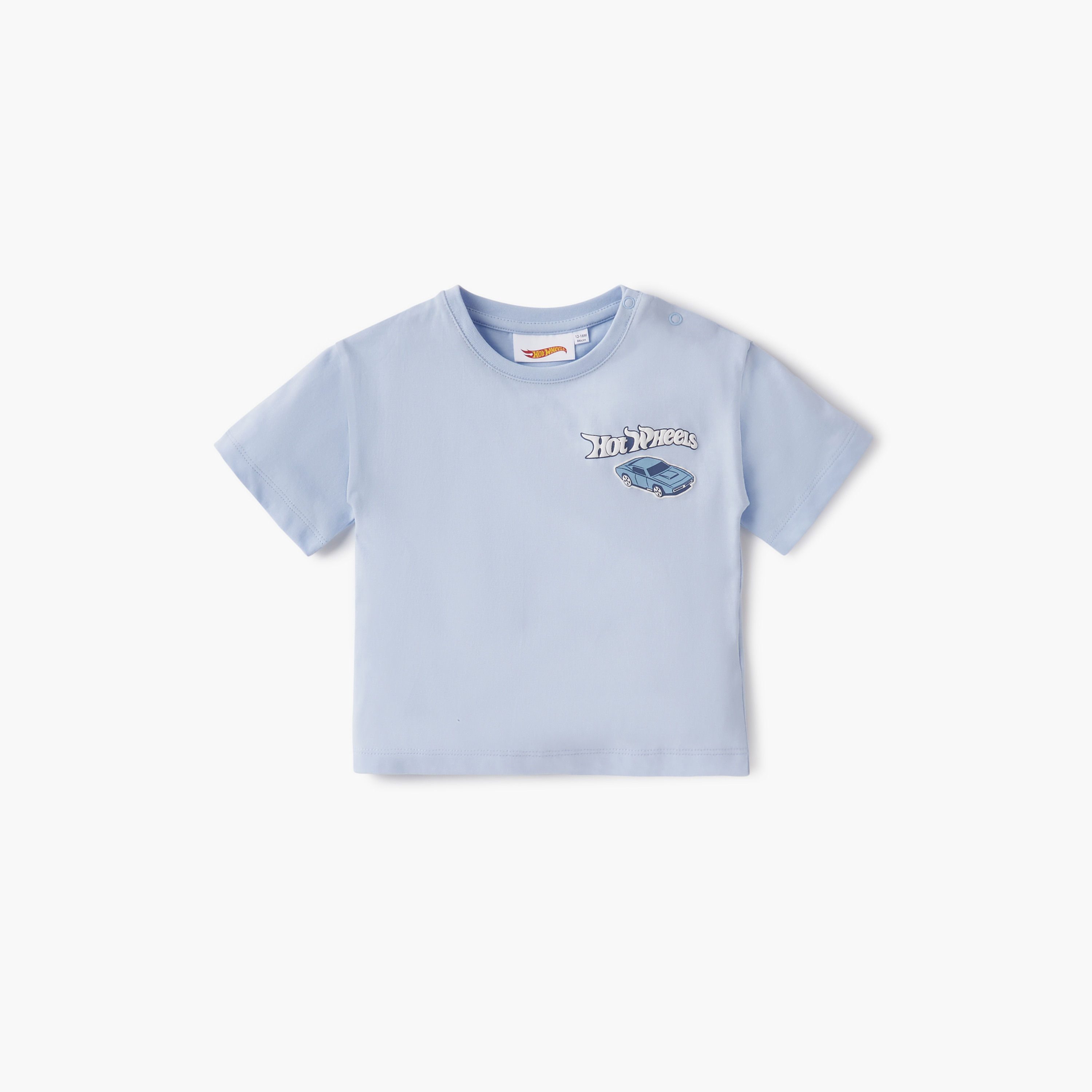 Hot Wheels Print T-shirt and Dungaree Set-baby-boys-clothing-setsandcoords-image-2