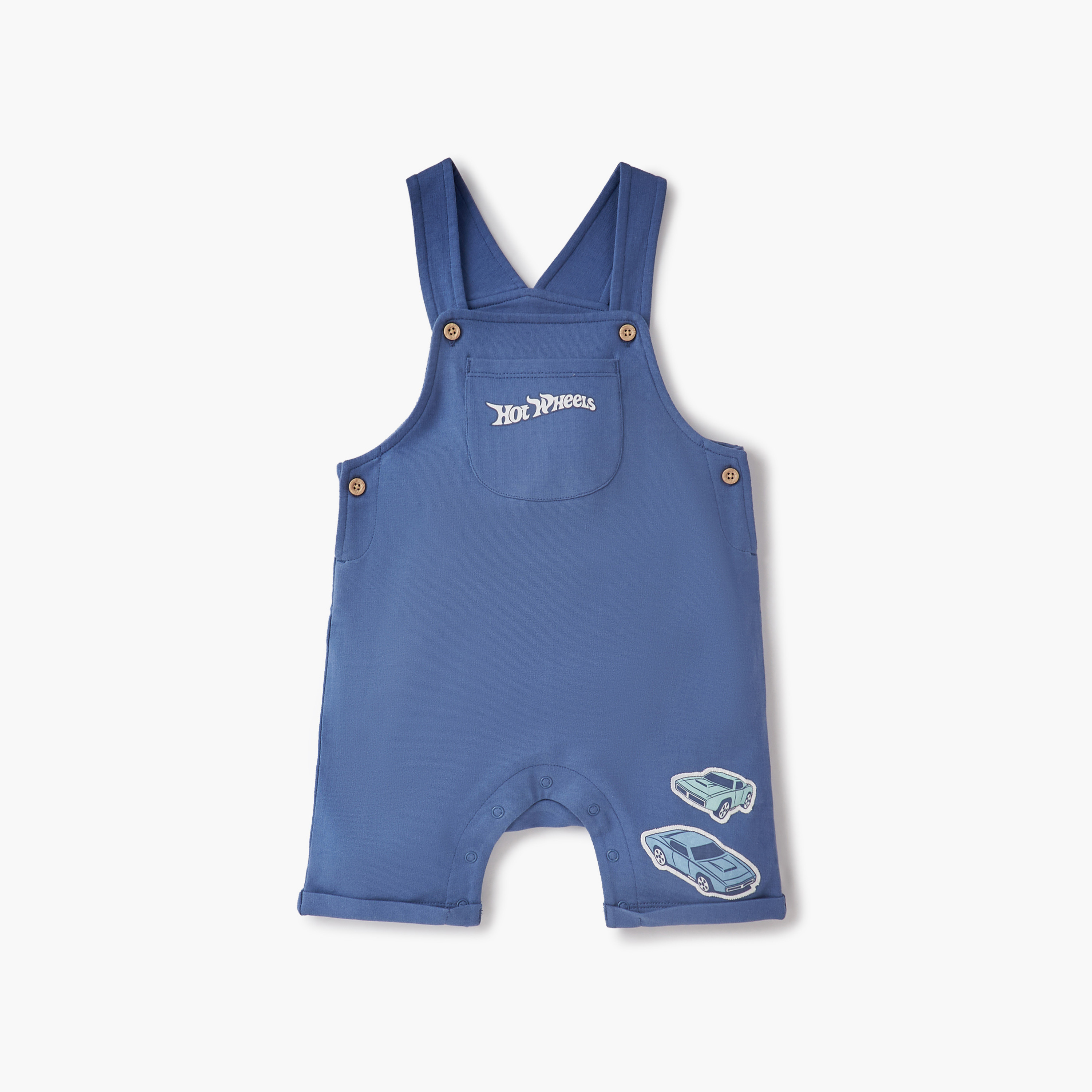 Hot Wheels Print T-shirt and Dungaree Set-baby-boys-clothing-setsandcoords-image-3