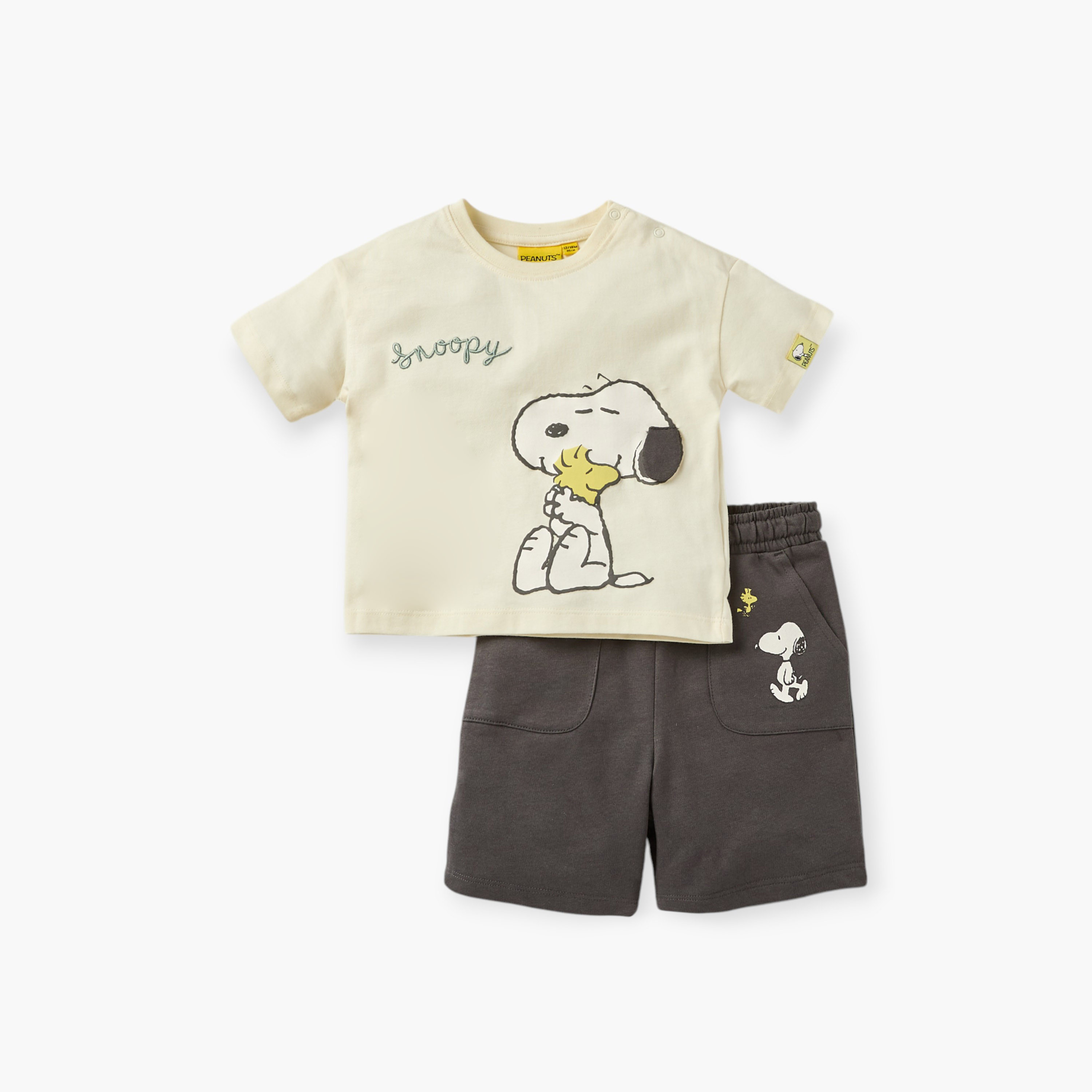 Snoopy Print Short Sleeves T-shirt and Shorts Set-baby-boys-clothing-setsandcoords-image-1
