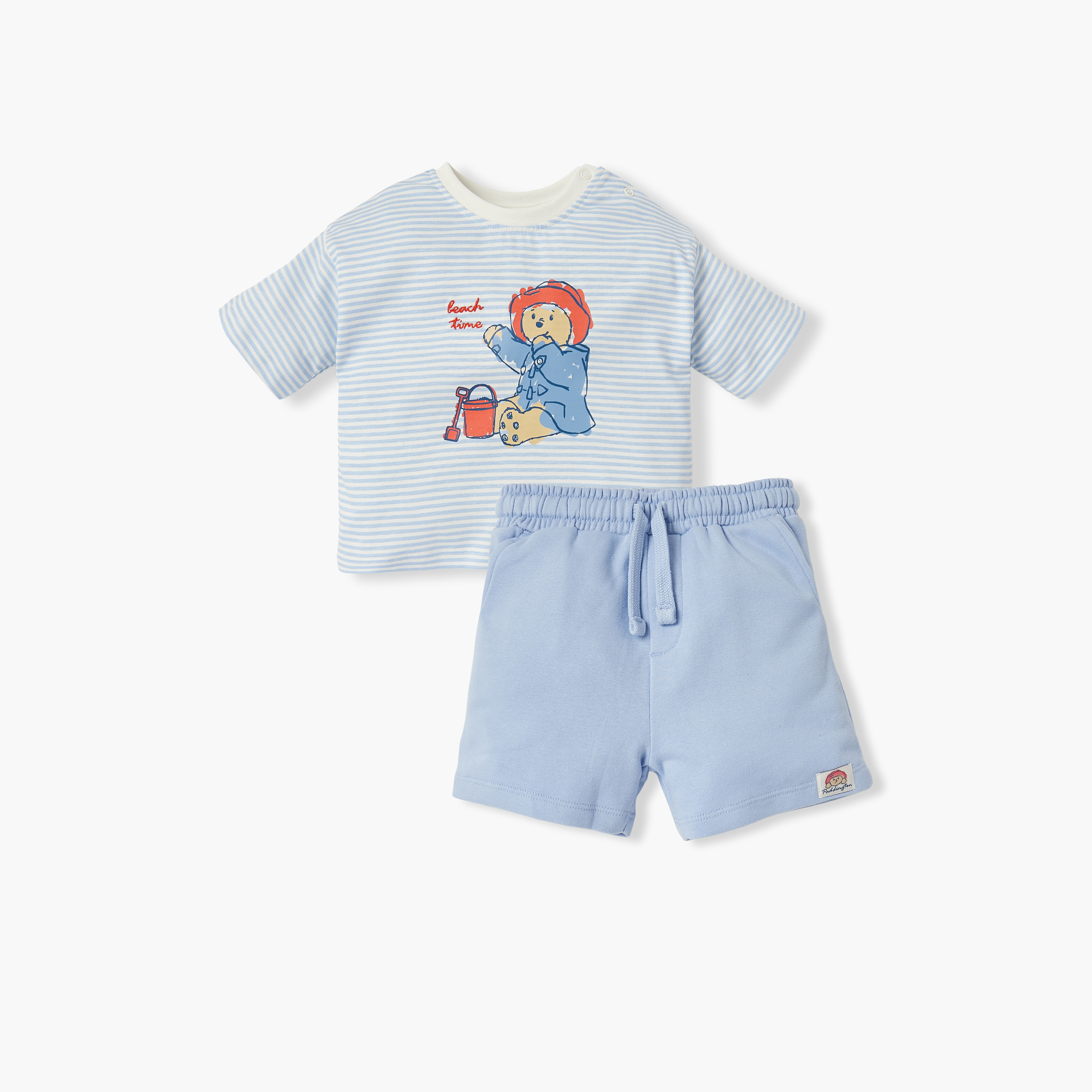 Paddington Bear Print T-shirt and Shorts Set-baby-boys-clothing-setsandcoords-image-1
