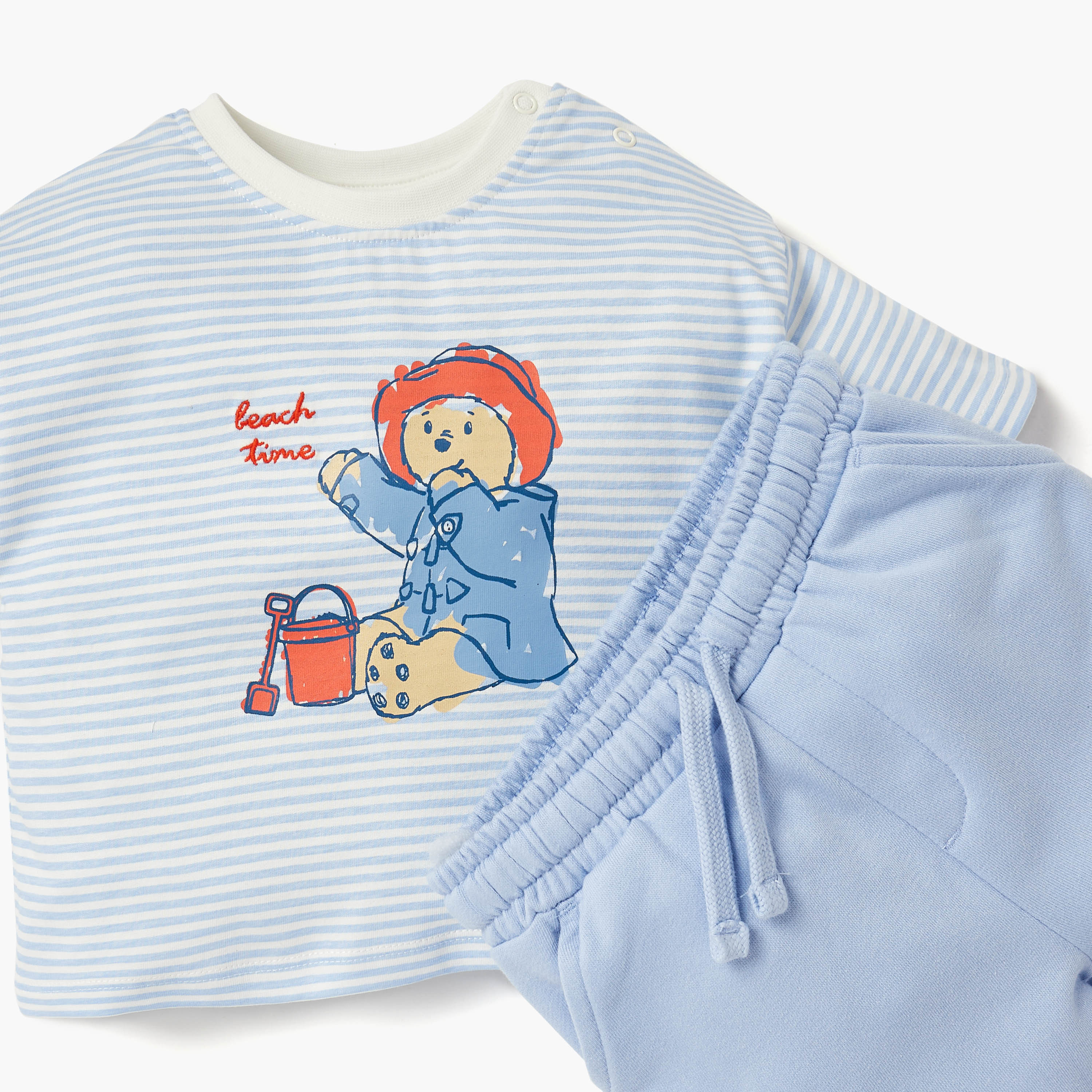 Paddington Bear Print T-shirt and Shorts Set-baby-boys-clothing-setsandcoords-image-3