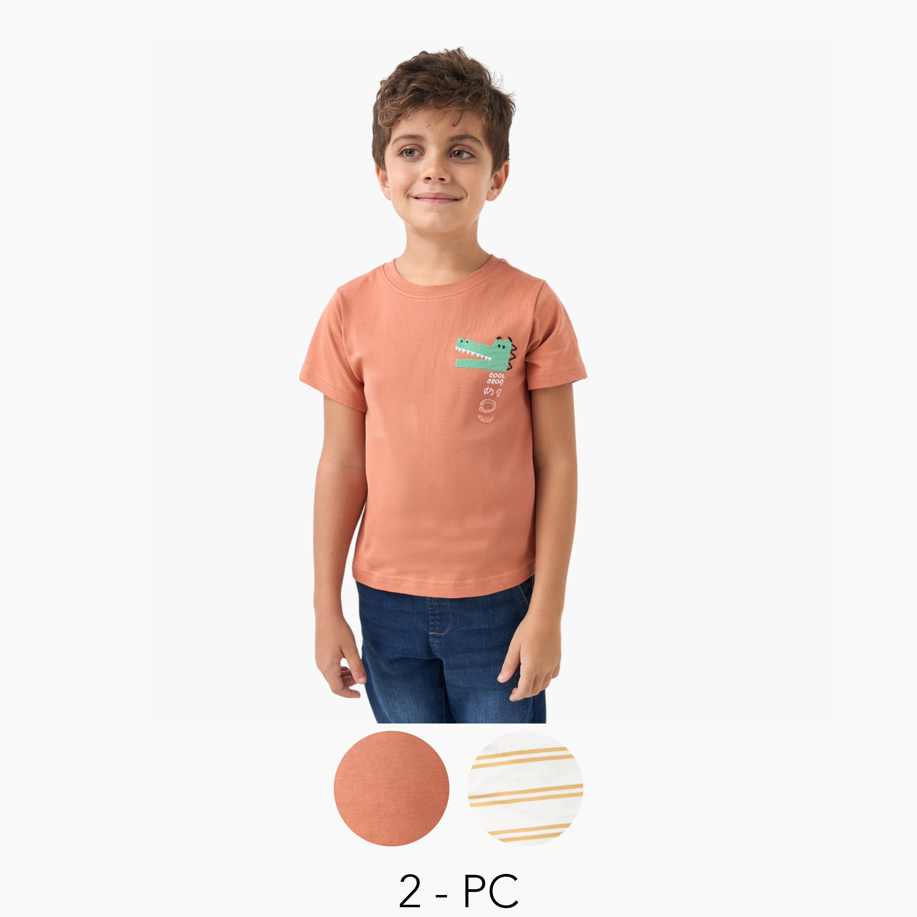 Juniors Assorted Crew Neck T-shirt with Short Sleeves - Set of 2-boys-clothing-tshirtsandpolos-image-1