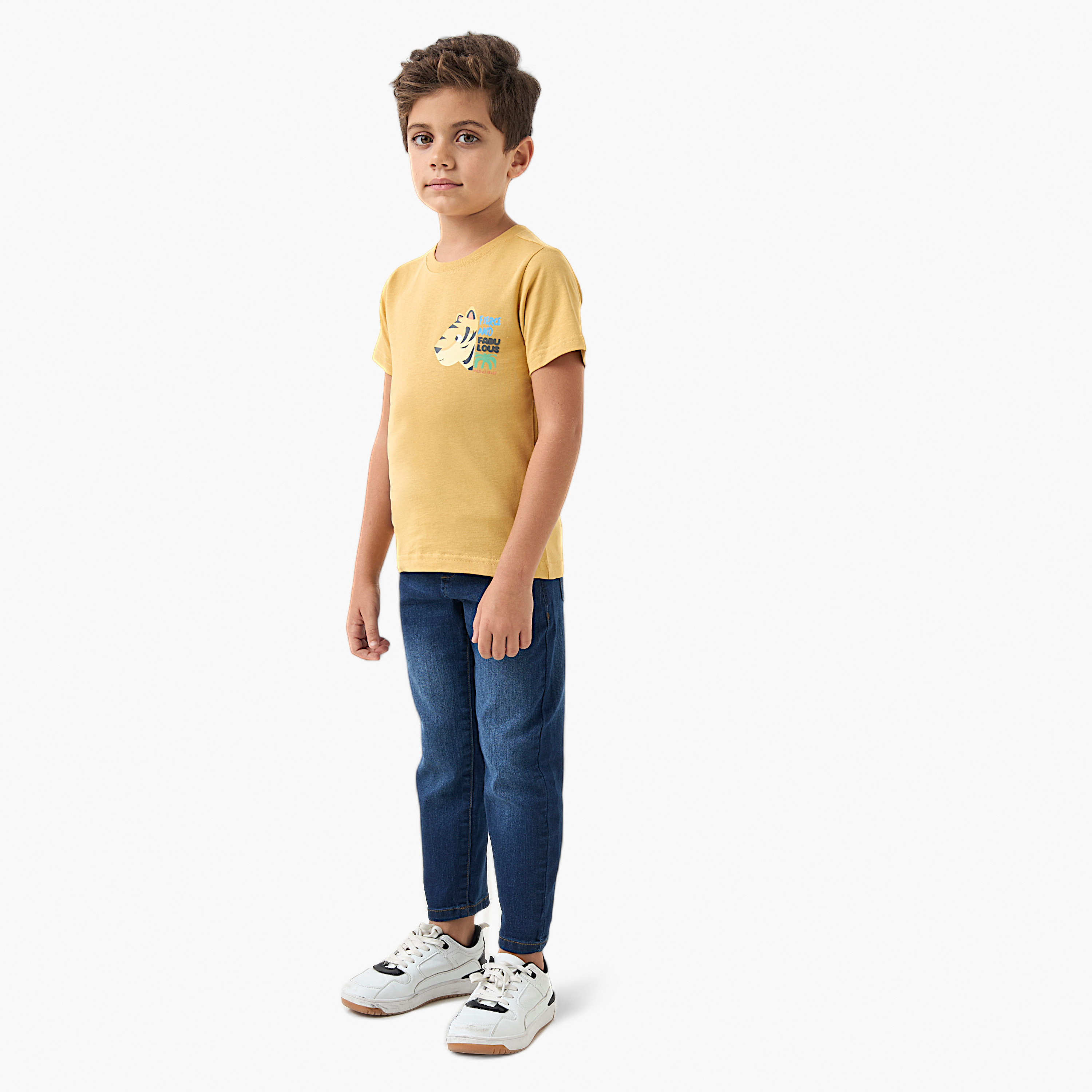 Juniors Graphic Print Crew Neck T-shirt with Short Sleeves-boys-clothing-tshirtsandpolos-image-2