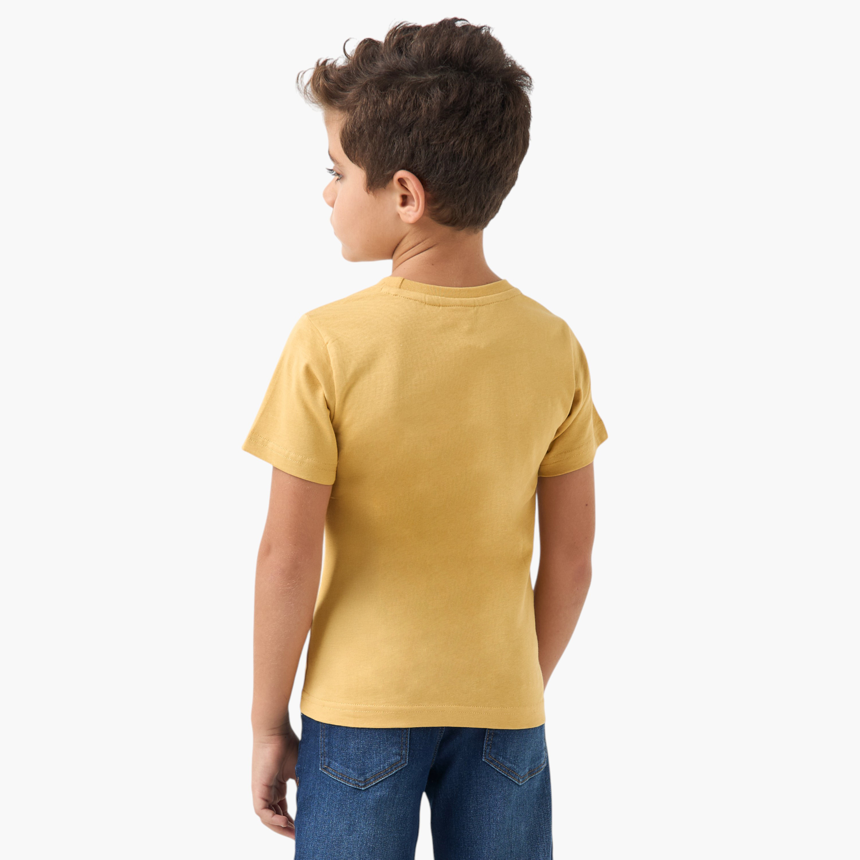 Juniors Graphic Print Crew Neck T-shirt with Short Sleeves-boys-clothing-tshirtsandpolos-image-3