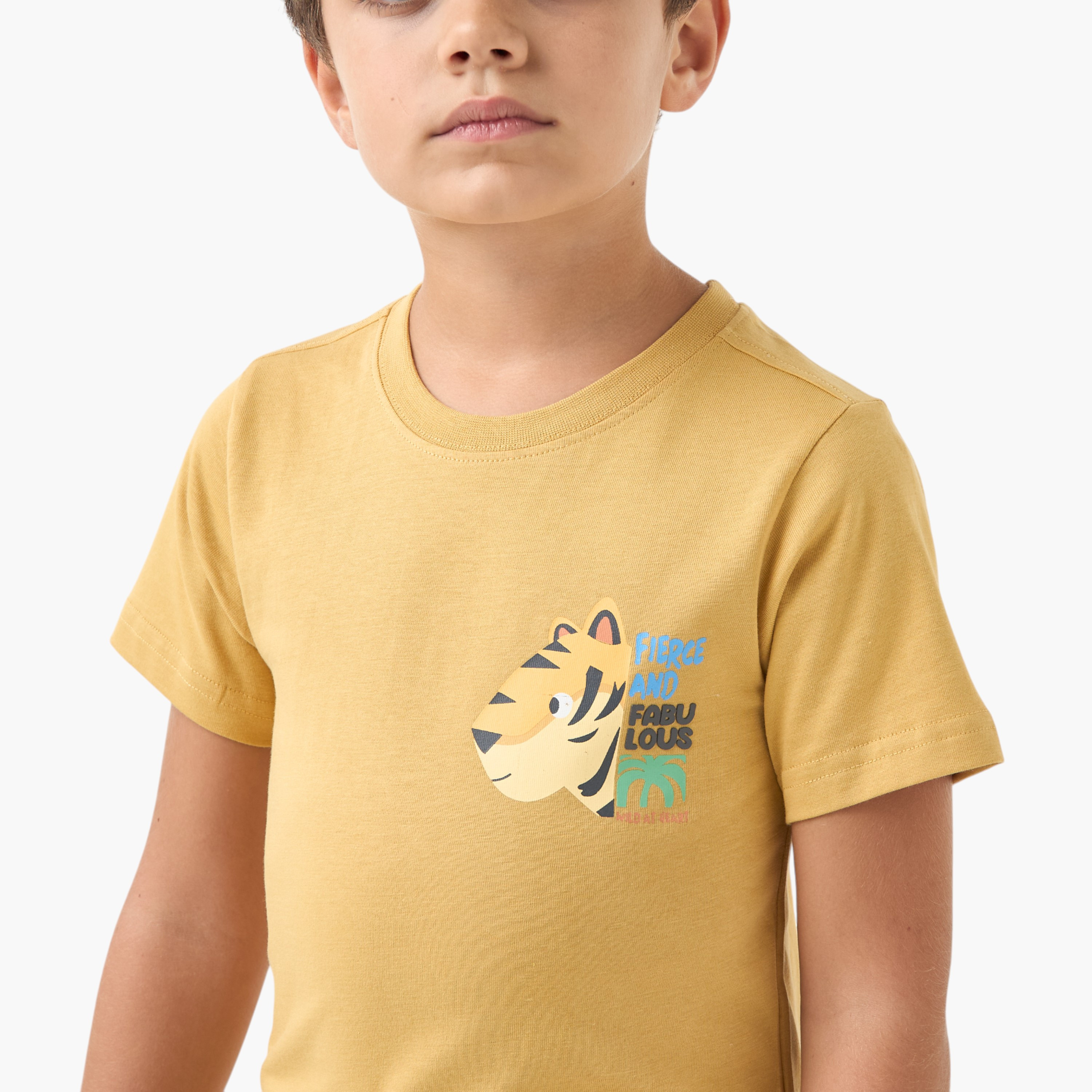 Juniors Graphic Print Crew Neck T-shirt with Short Sleeves-boys-clothing-tshirtsandpolos-image-4