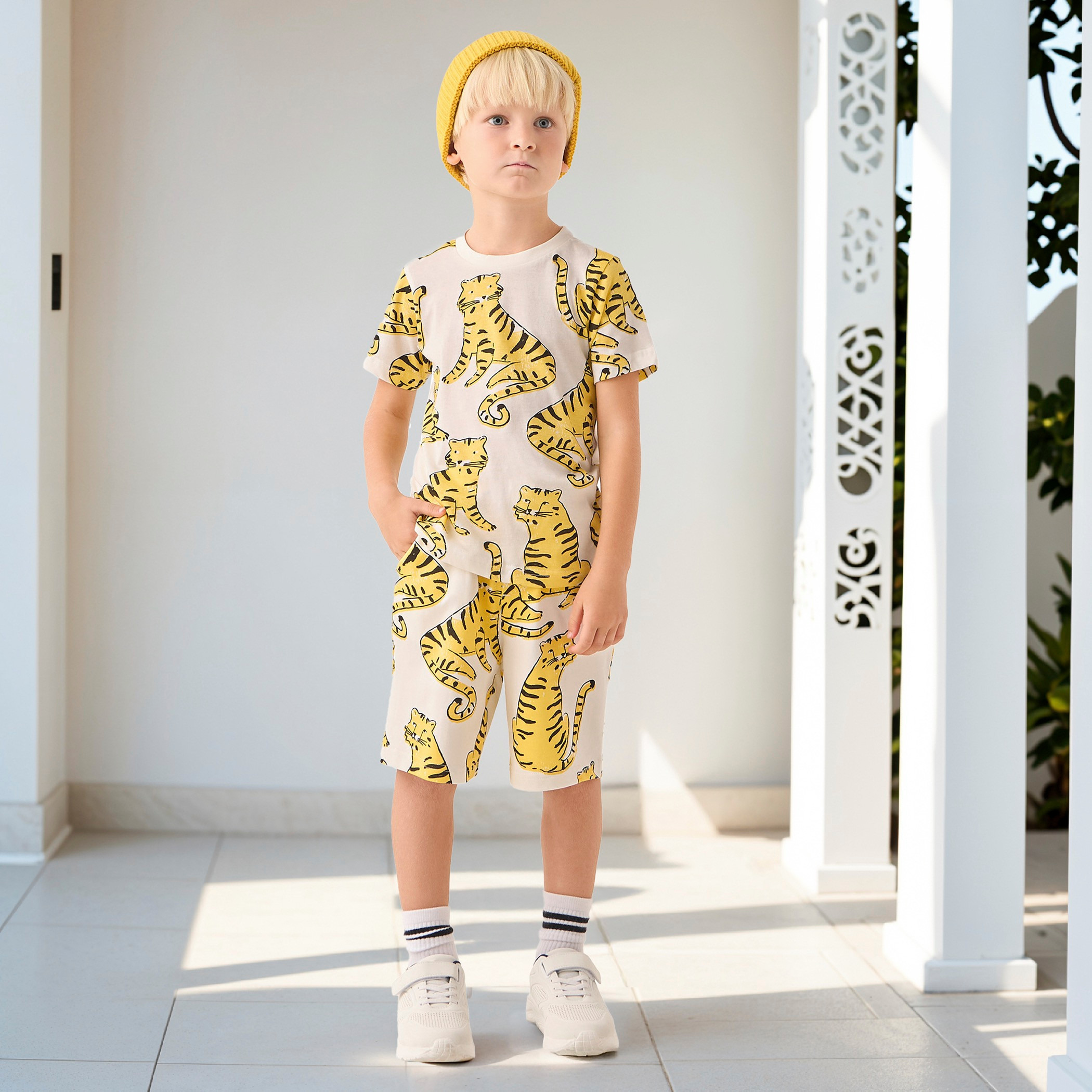 Juniors All-Over Tiger Print T-shirt with Crew Neck and Short Sleeves-boys-clothing-tshirtsandpolos-image-3