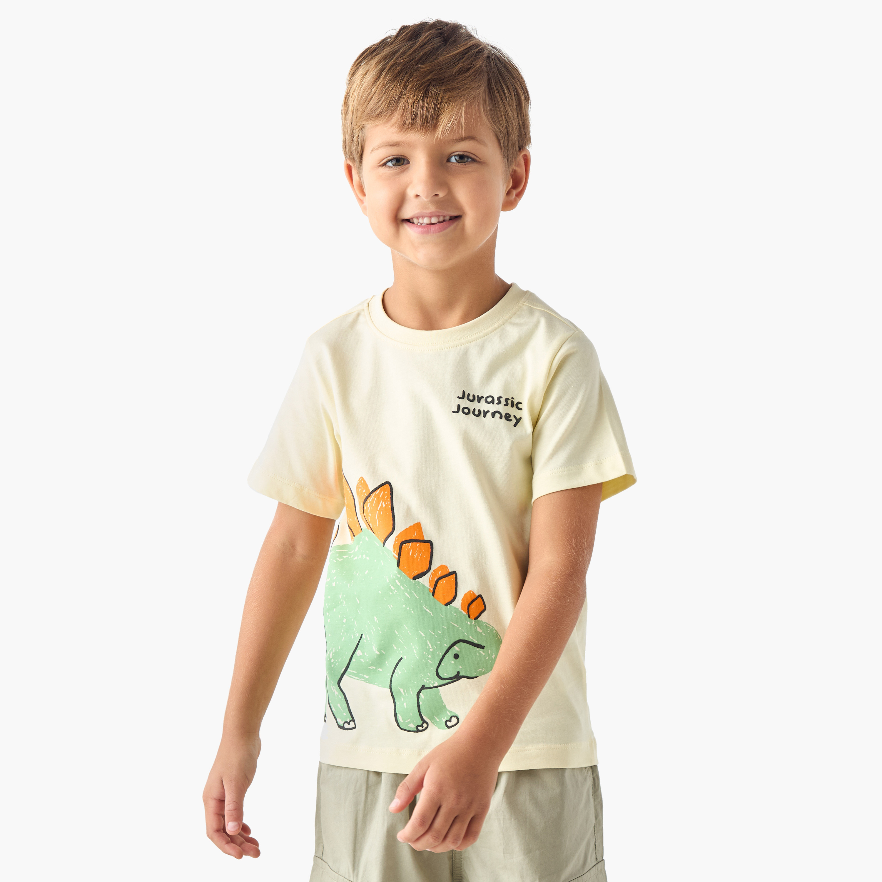 تيشيرت بطبعات ديناصور وأكمام قصيرة من جونيورز-boys-clothing-tshirtsandpolos-image-1