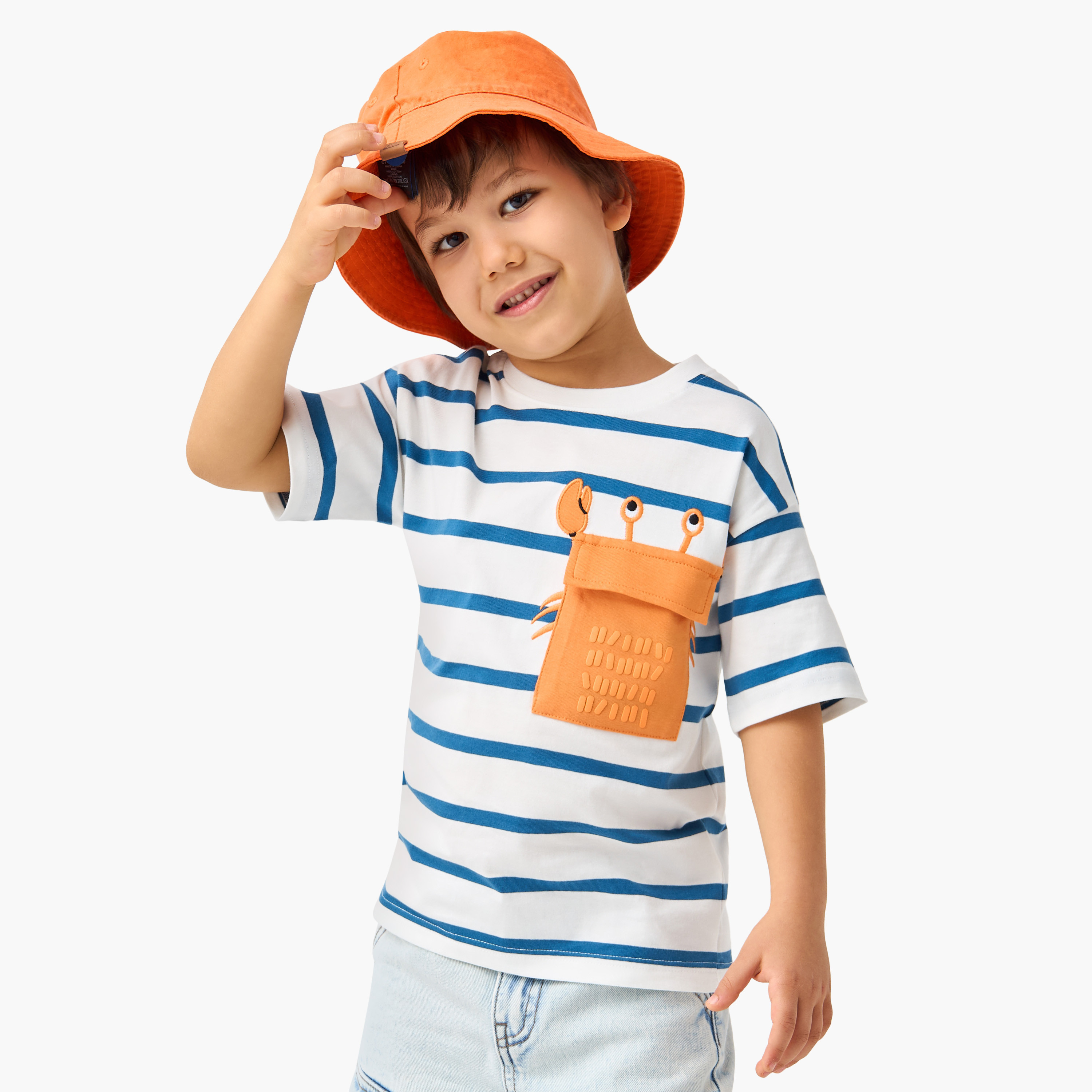 Juniors Striped T-shirt with Pocket and Short Sleeves-boys-clothing-tshirtsandpolos-image-1