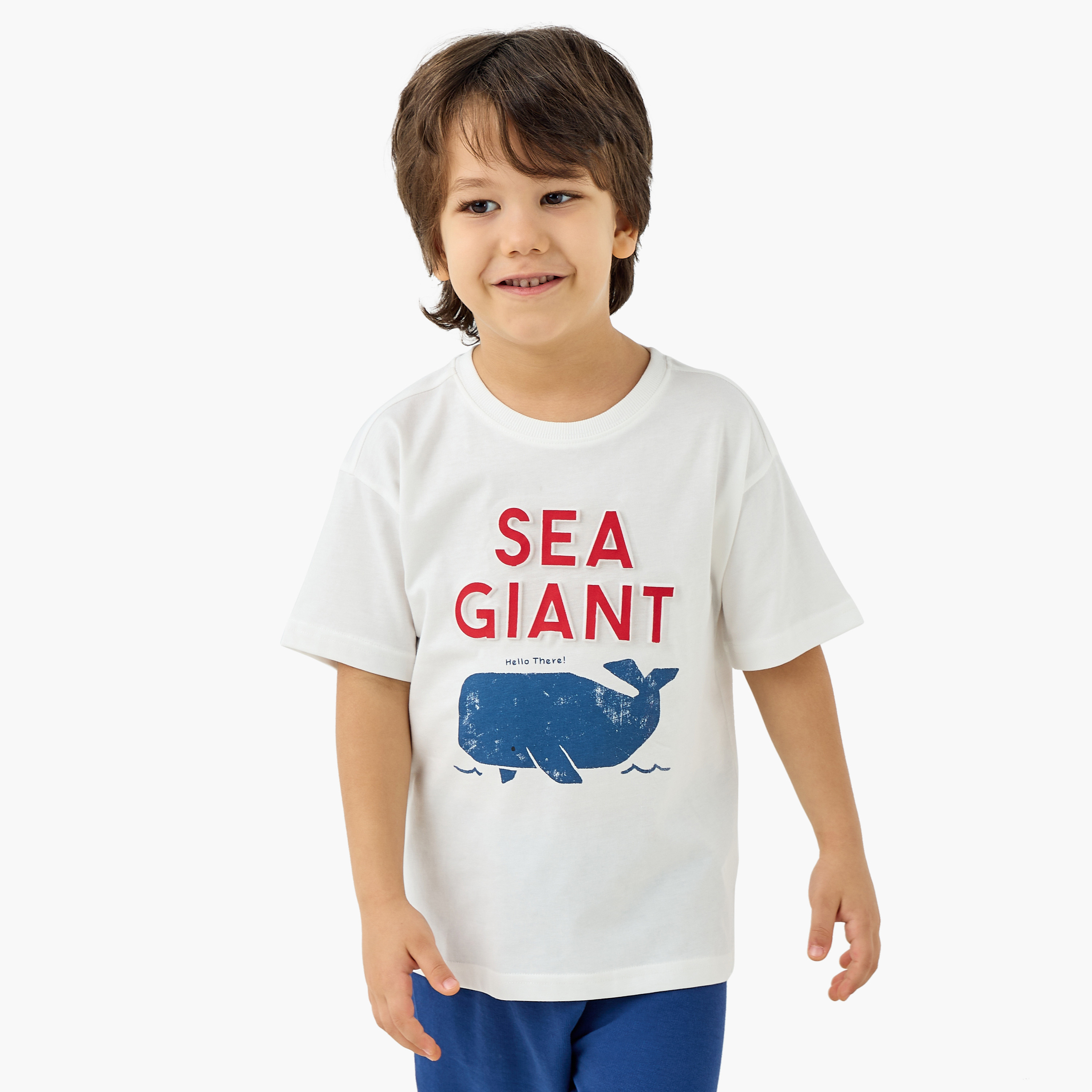 Juniors Graphic Print Crew Neck T-shirt with Short Sleeves-boys-clothing-tshirtsandpolos-image-1