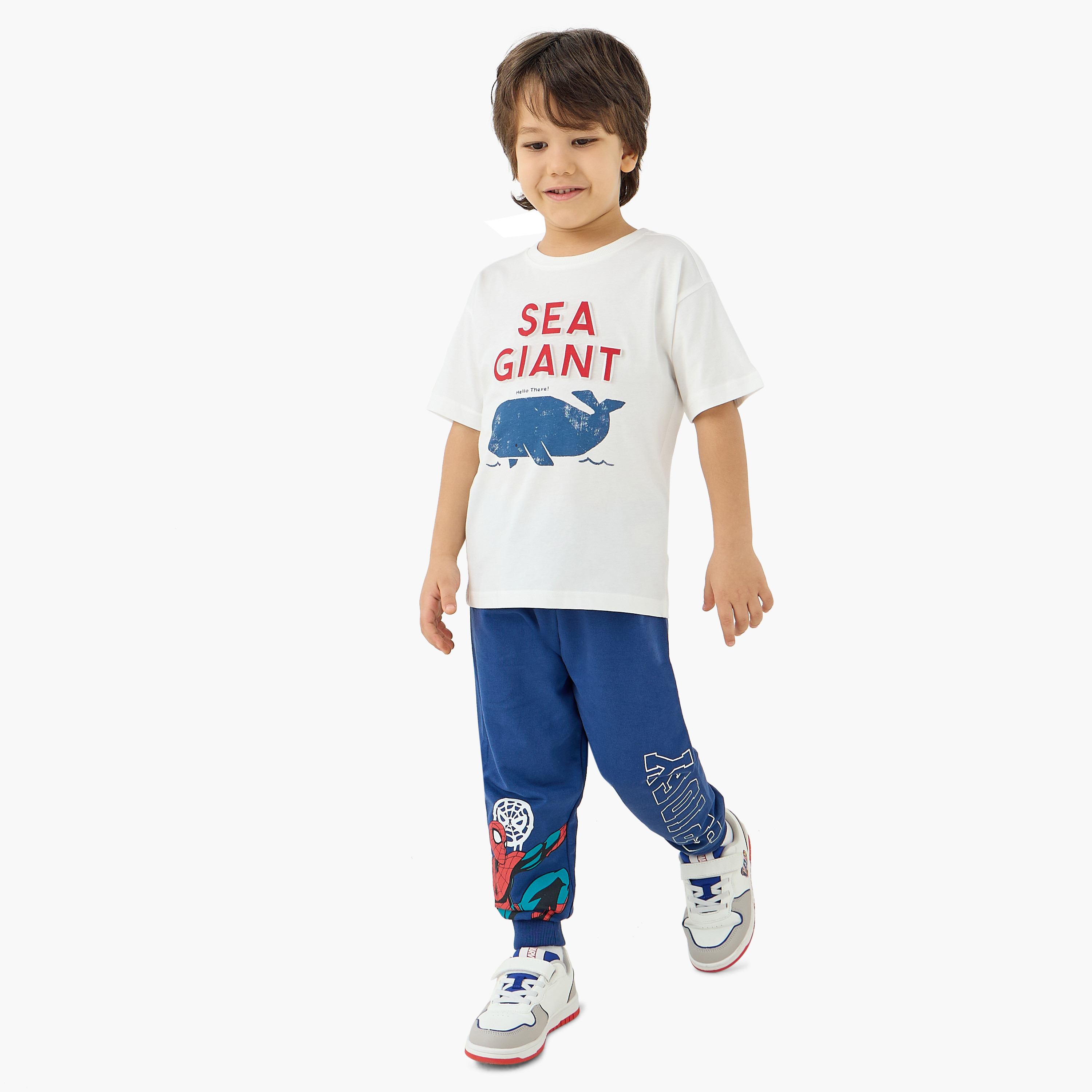 Juniors Graphic Print Crew Neck T-shirt with Short Sleeves-boys-clothing-tshirtsandpolos-image-2