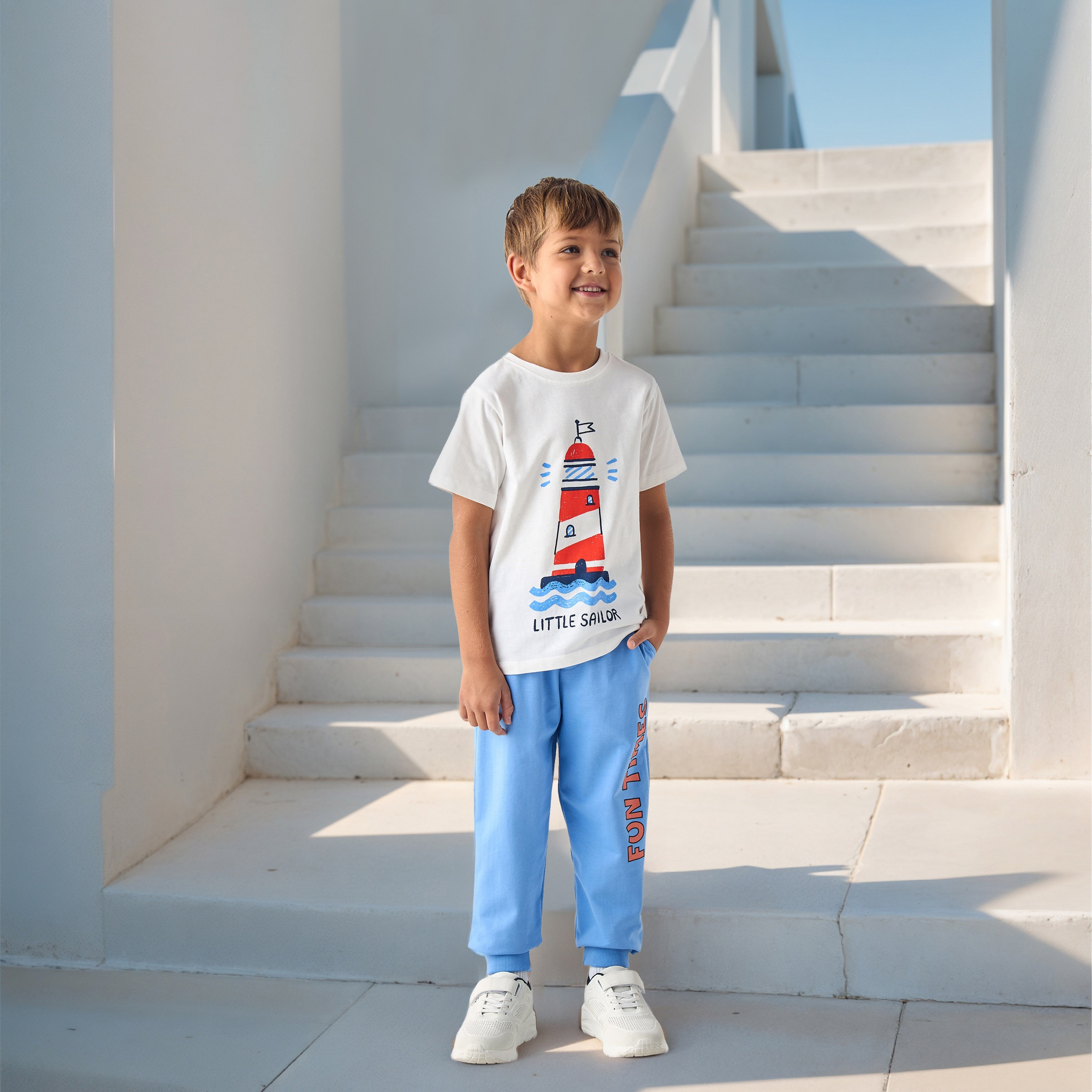 Juniors Light House Print T-shirt with Short Sleeves-boys-clothing-tshirtsandpolos-image-2