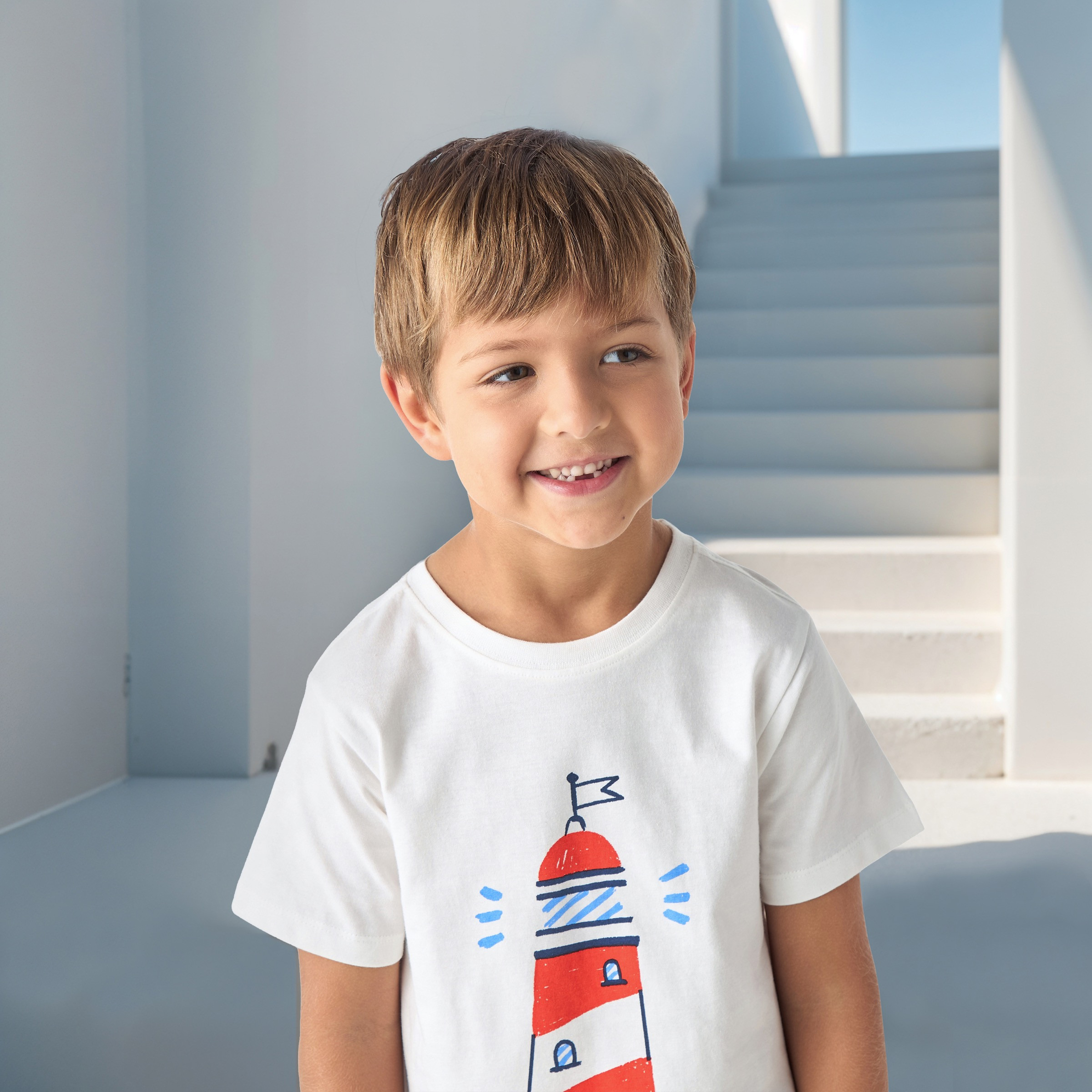 Juniors Light House Print T-shirt with Short Sleeves-boys-clothing-tshirtsandpolos-image-4